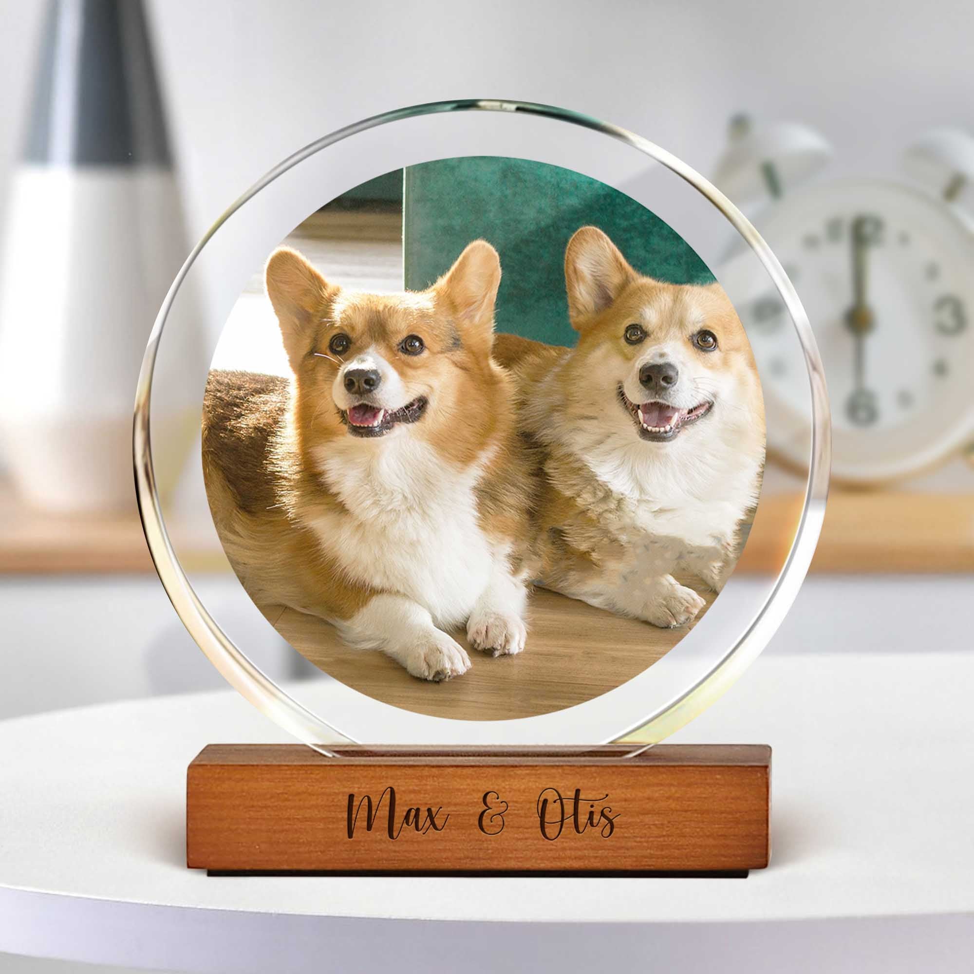 Custom Pet Photo Round Acrylic Frame Block Gift For Dog Lovers, Cat Lovers CH07 896046 - Image 4