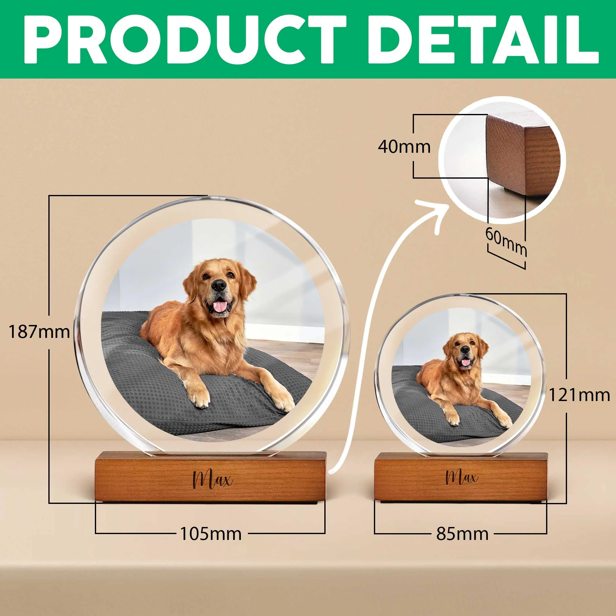 Custom Pet Photo Round Acrylic Frame Block Gift For Dog Lovers, Cat Lovers CH07 896046 - Image 7