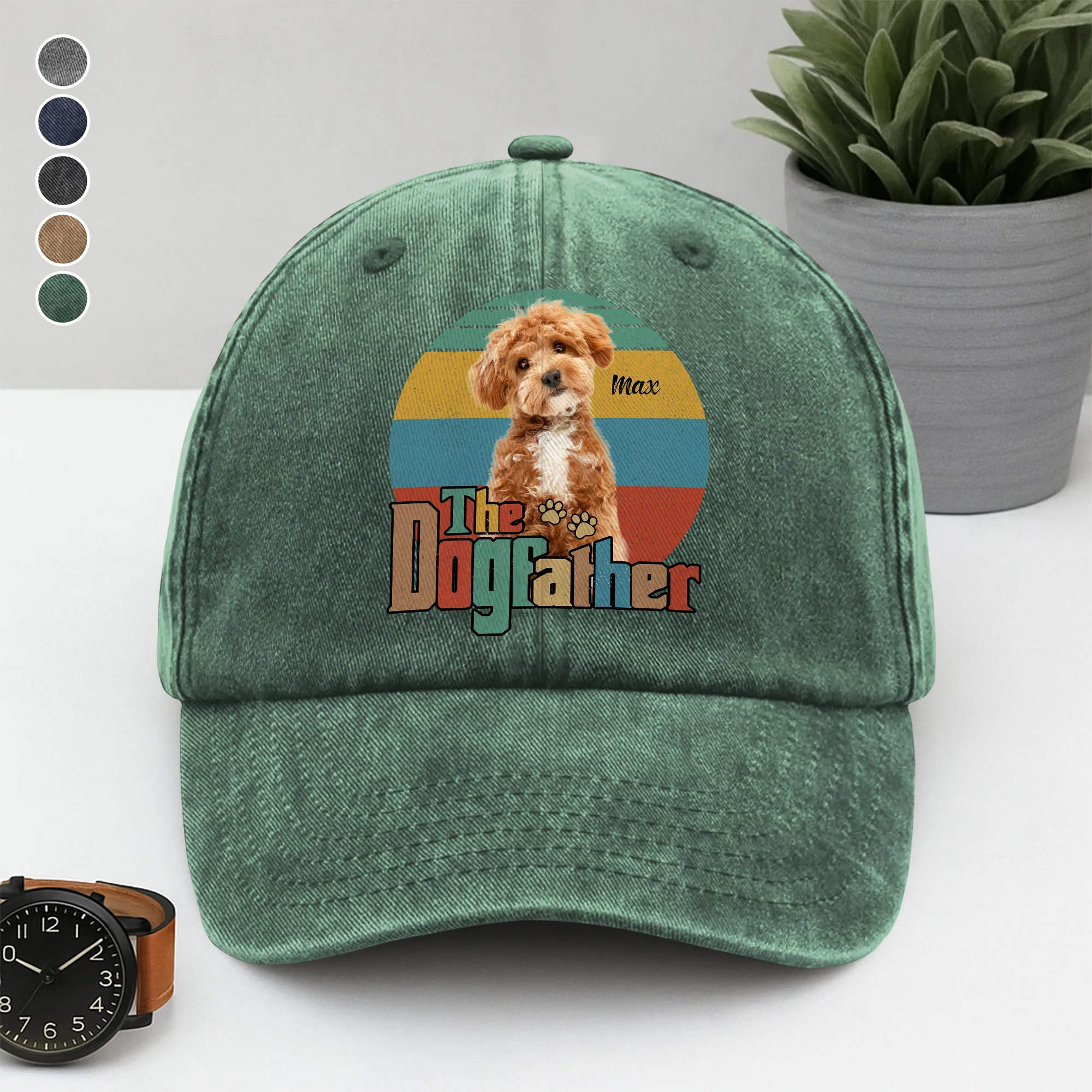 Custom Pet Photo The Dog Cat Father Washed Denim Baseball Cap For Dog And Cat Lovers HO82 894442 - Image 2