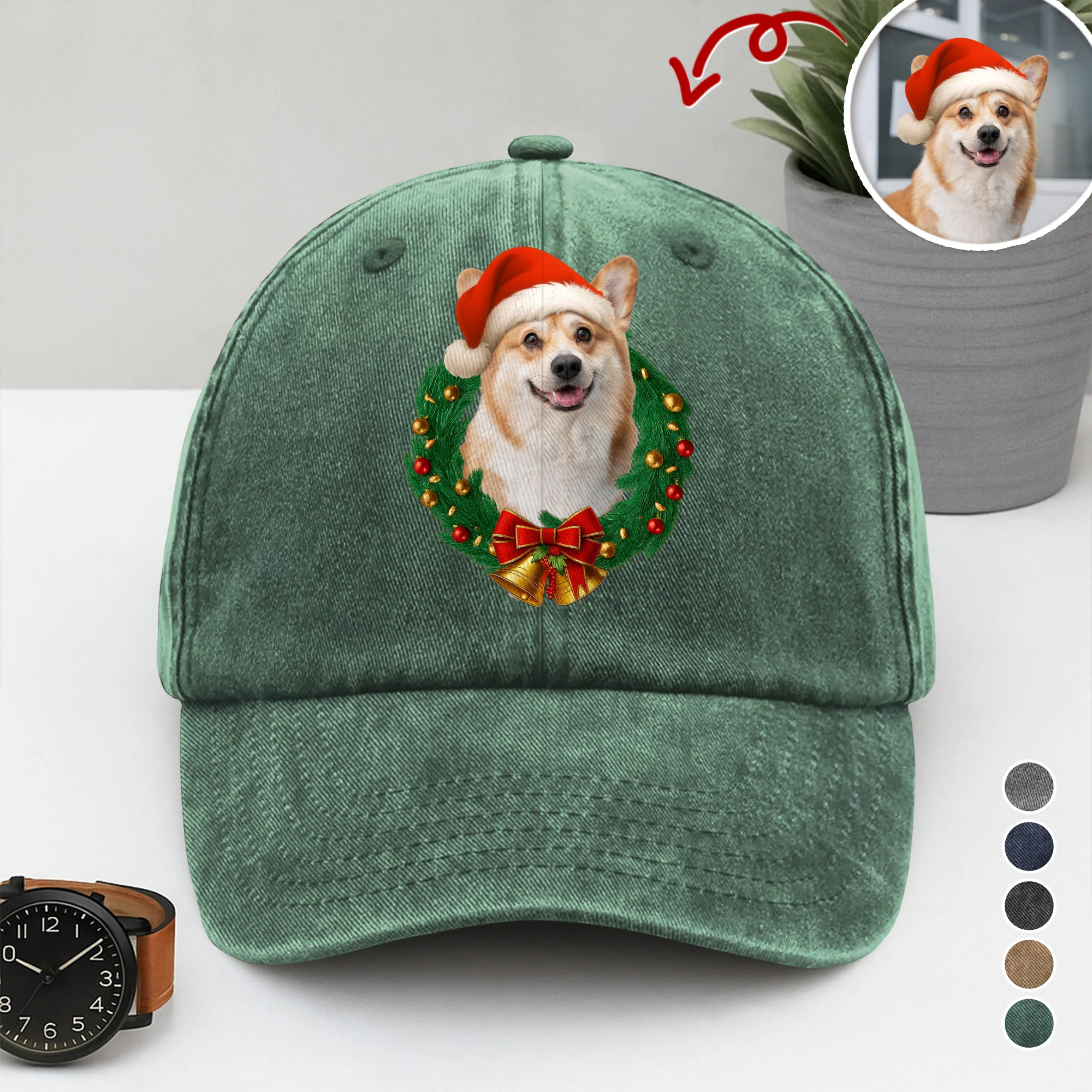 Custom Pet Photo Washed Denim Baseball Cap Christmas Gift For Dog And Cat Lovers HA75 897058 - Image 6