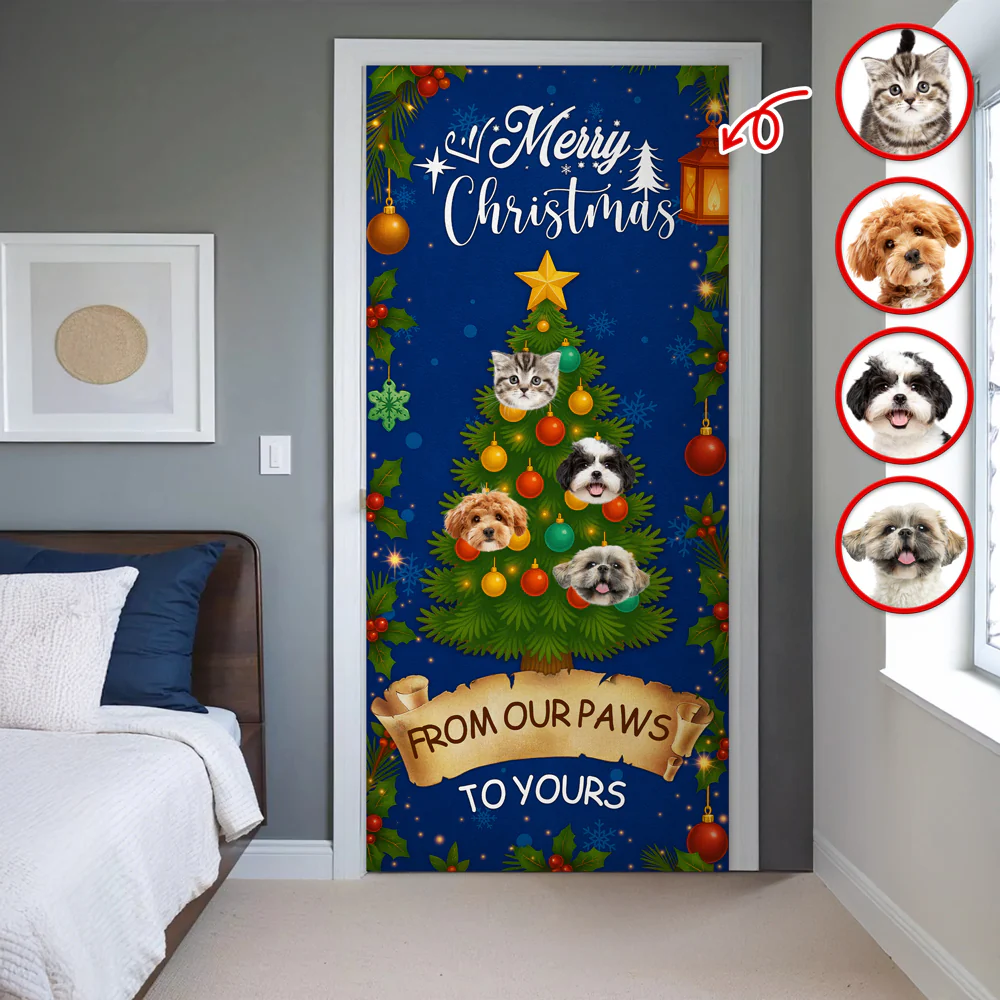 Custom Pet Photo Welcome Door Cover Christmas Gift For Dog And Cat Lovers CH07 899422 - Image 2