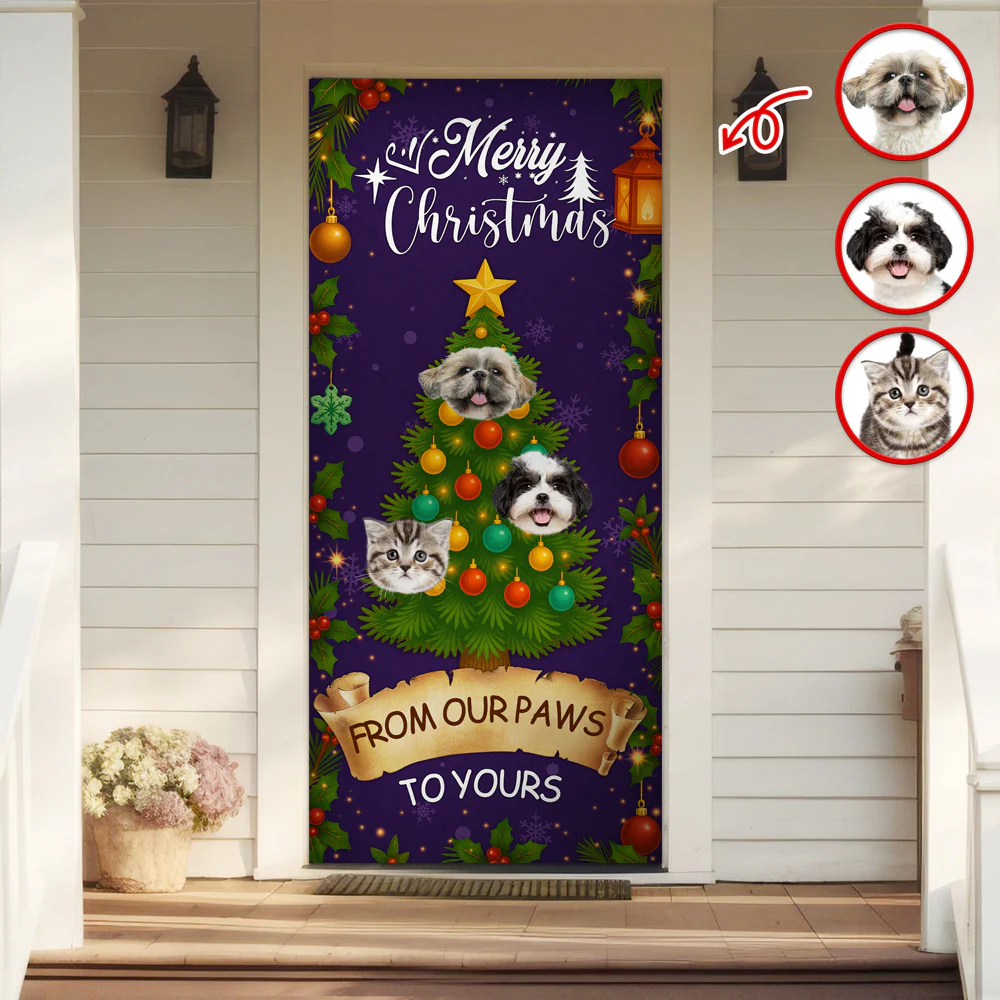 Custom Pet Photo Welcome Door Cover Christmas Gift For Dog And Cat Lovers CH07 899422 - Image 4
