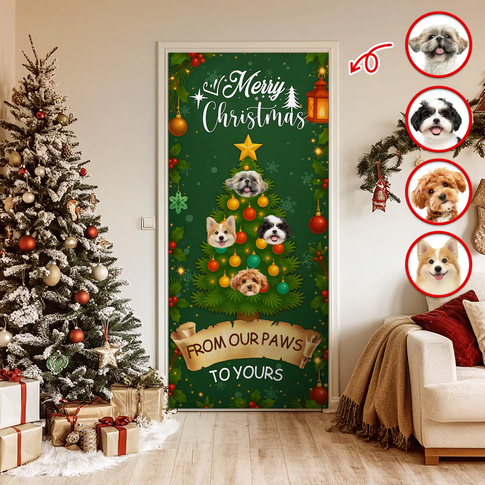 Custom Pet Photo Welcome Door Cover Christmas Gift For Dog And Cat Lovers CH07 899422 - Image 5