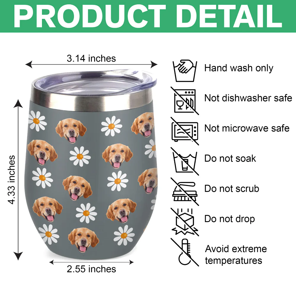 Custom Pet Photo With Icon Wine Tumbler For Dog And Cat Lovers TH10 894275 - Image 7