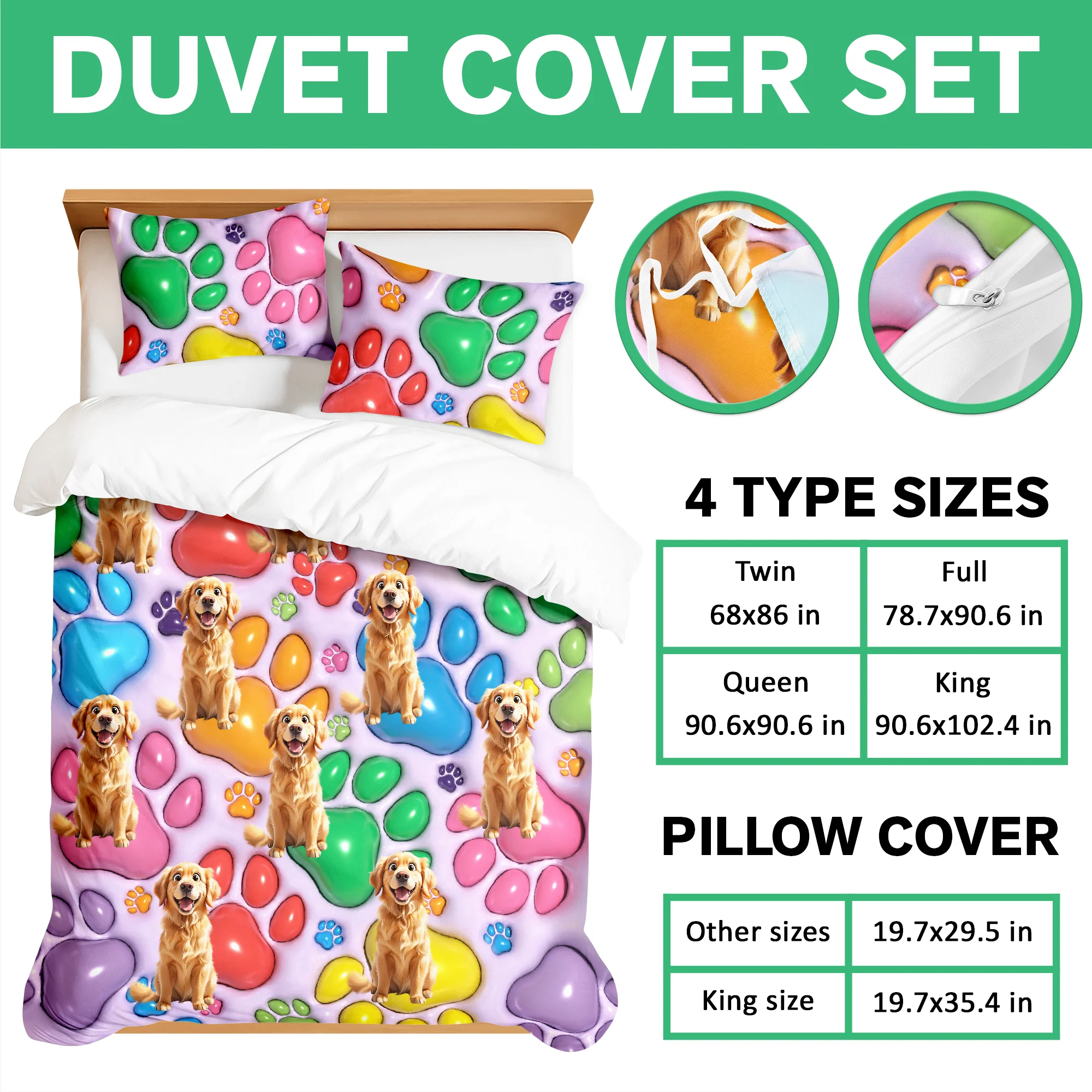 Custom Pet Photo With Paw And Bones Pattern - Personalized Quilt Bedding Set TH10 896643 - Image 6