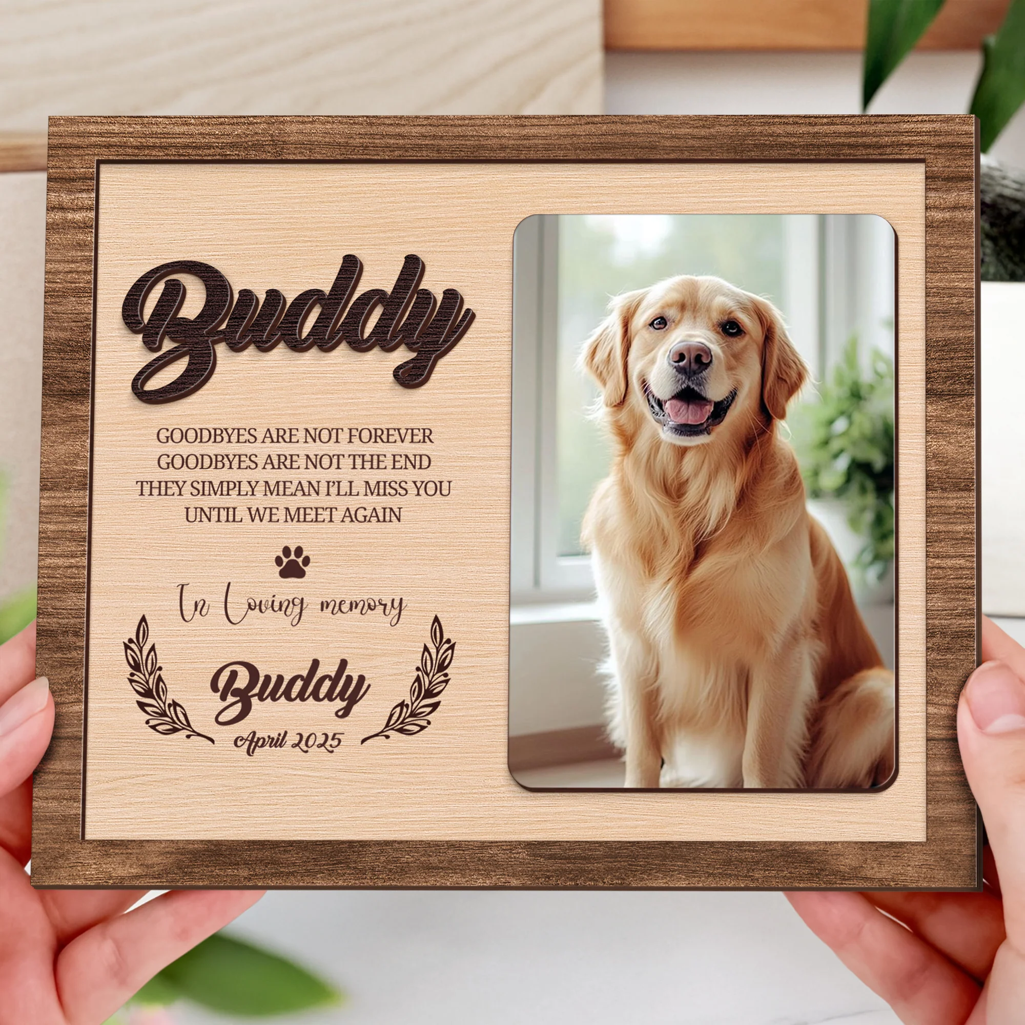 Custom Pet Photo Wooden Memorial Plaque, Gift For Dog And Cat Lovers HO82 894320 - Image 2