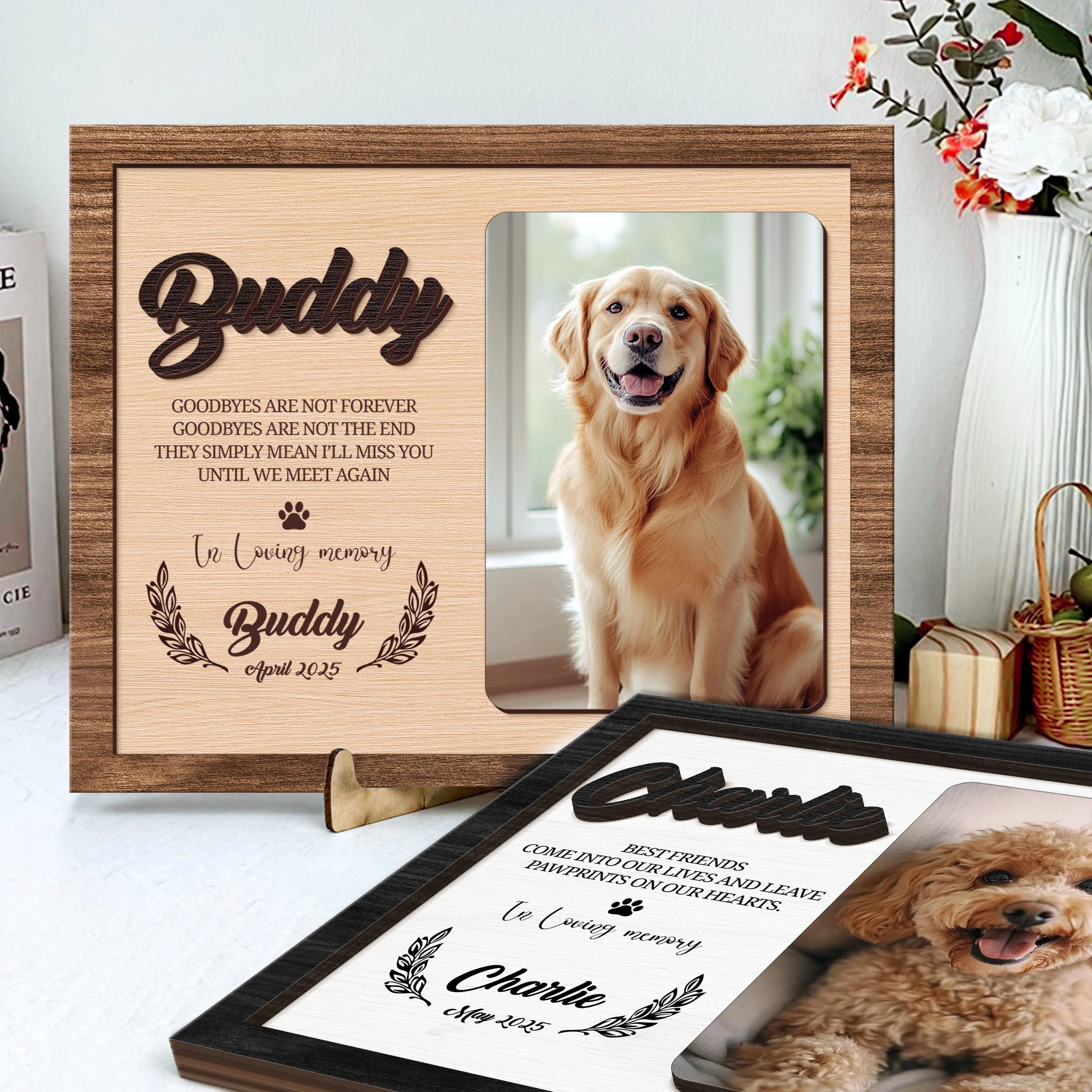 Custom Pet Photo Wooden Memorial Plaque, Gift For Dog And Cat Lovers HO82 894320 - Image 6