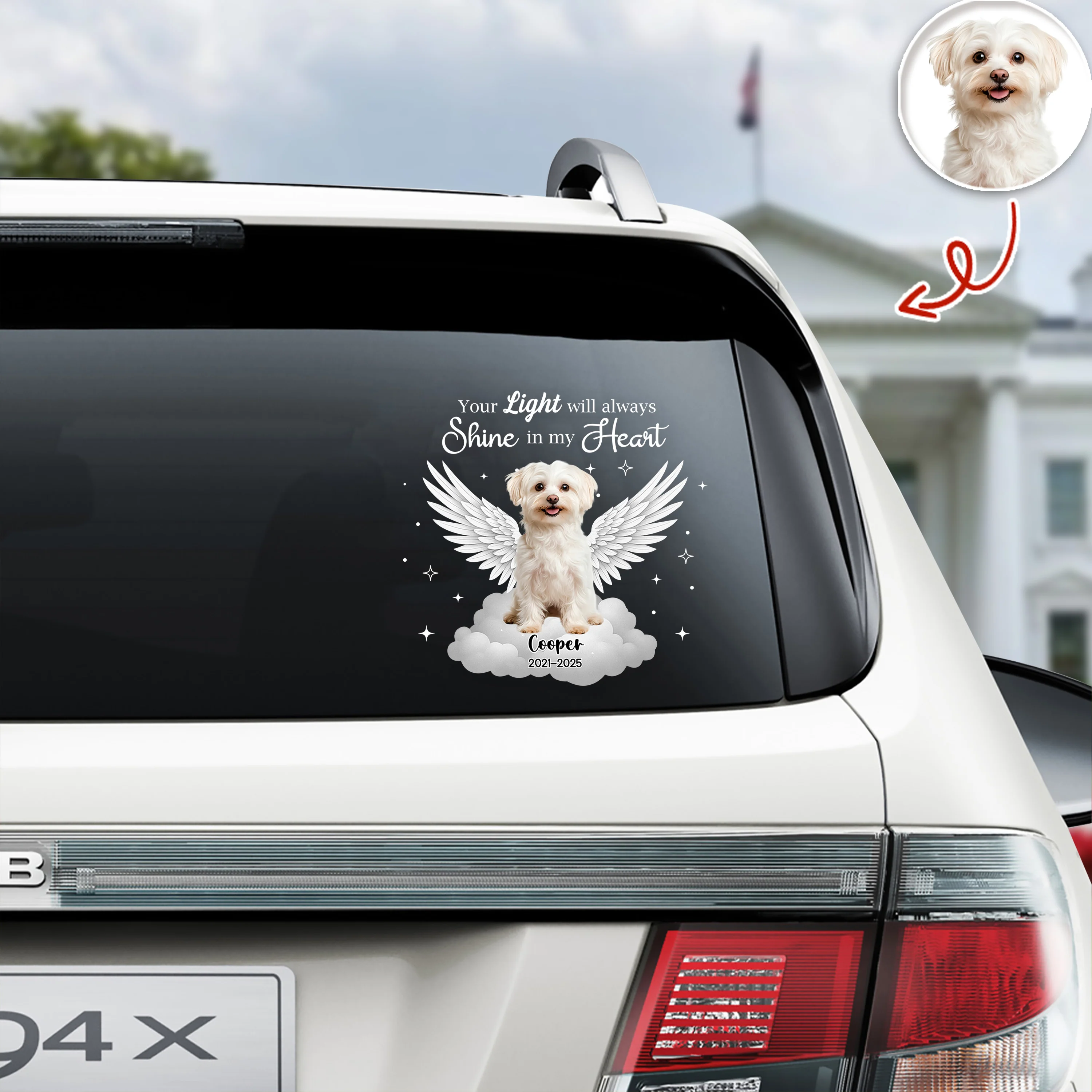 Custom Pet Photo Your Light Will Always Shine In My Heart Memorial Car Sticker HO82 900990 - Image 3