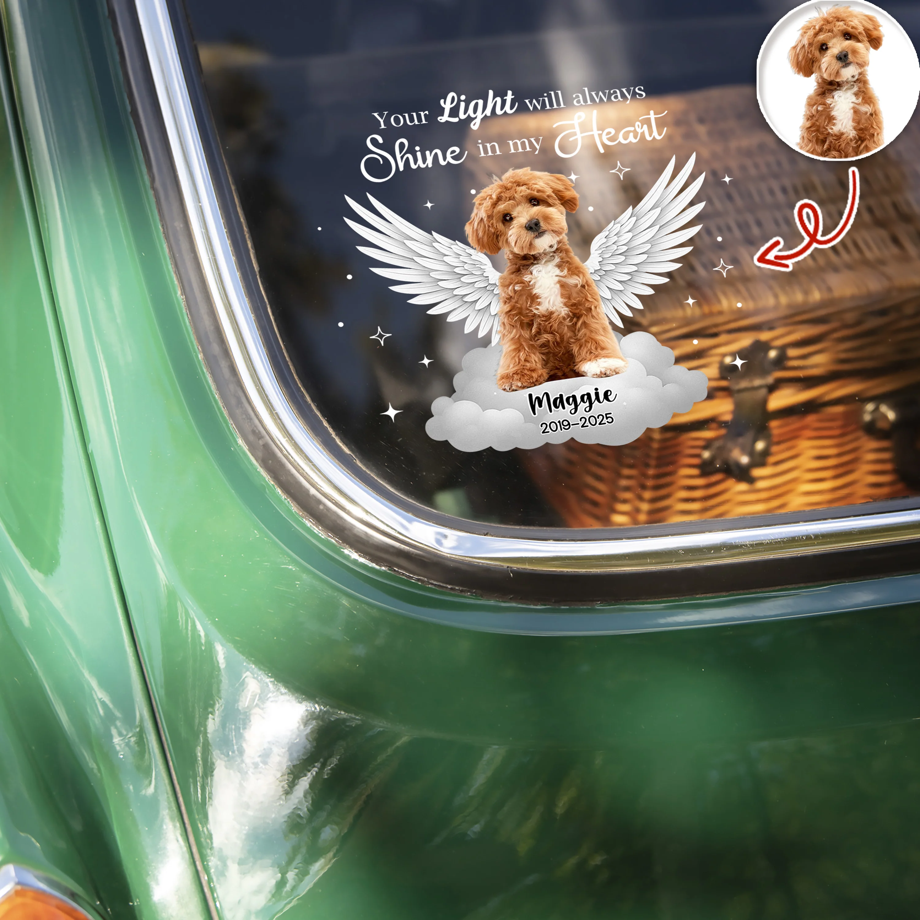 Custom Pet Photo Your Light Will Always Shine In My Heart Memorial Car Sticker HO82 900990 - Image 5