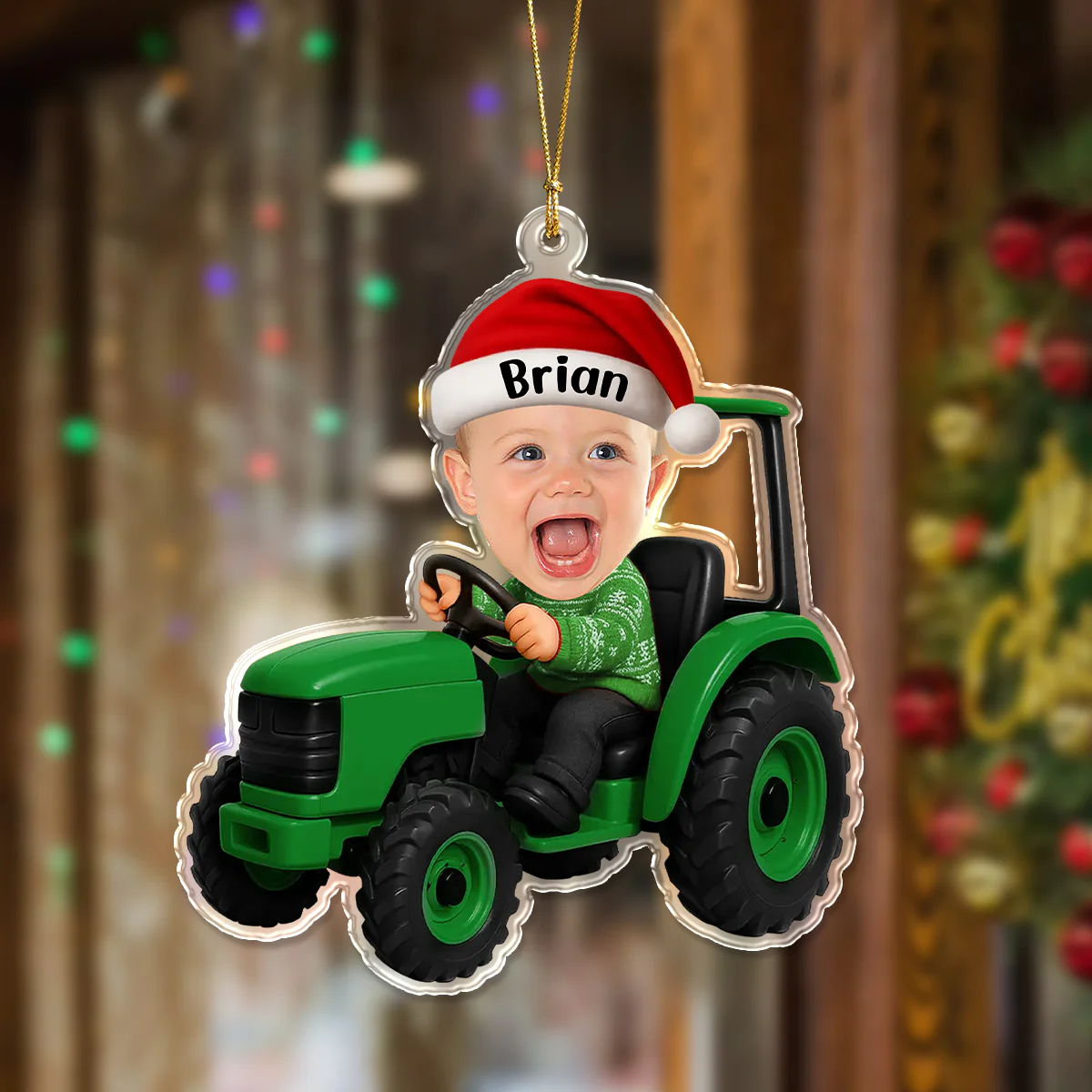 Custom Photo 3D Effect Little Boy With Excavator Acrylic Ornament Christmas Gift For Family LM32 895813 - Image 5