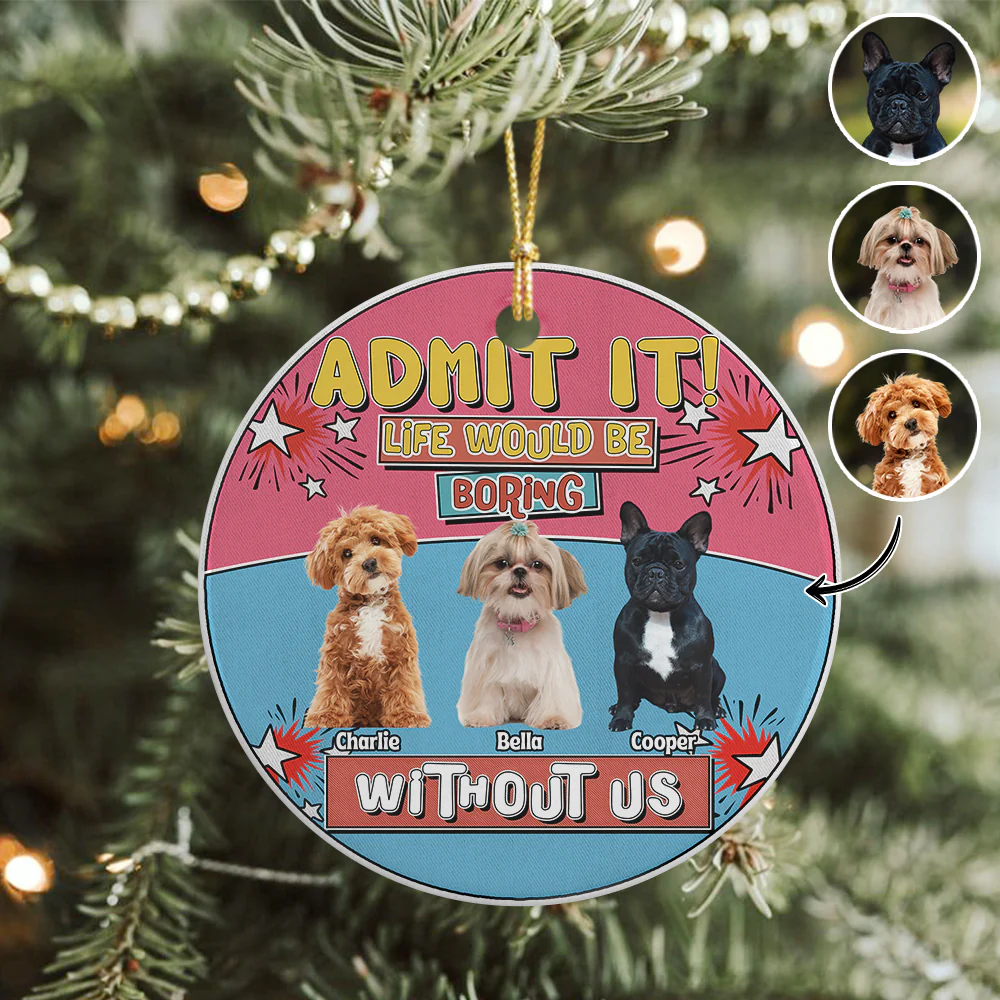 Custom Photo Admit It Life Would Be Boring Without Me Christmas Ceramic Ornament For Dog Lovers TH10 894737 - Image 3