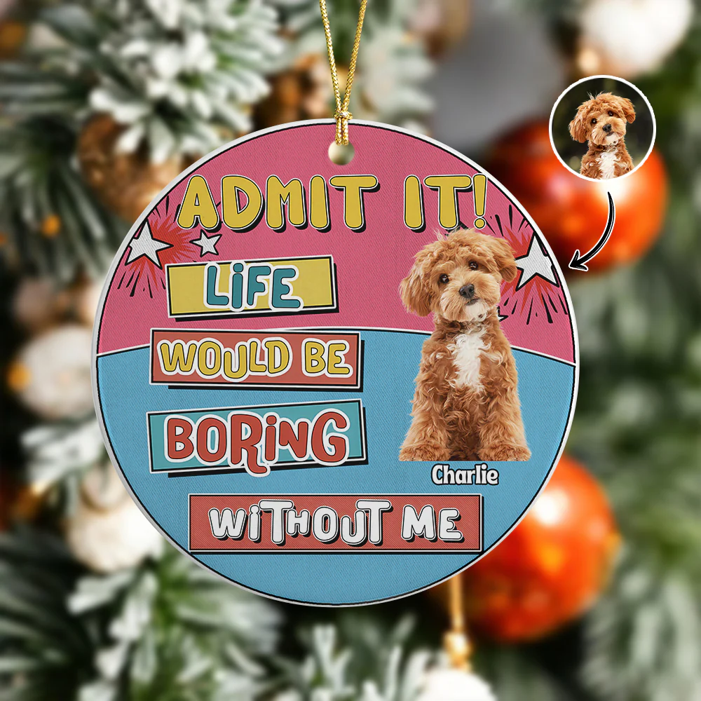 Custom Photo Admit It Life Would Be Boring Without Me Christmas Ceramic Ornament For Dog Lovers TH10 894737 - Image 7