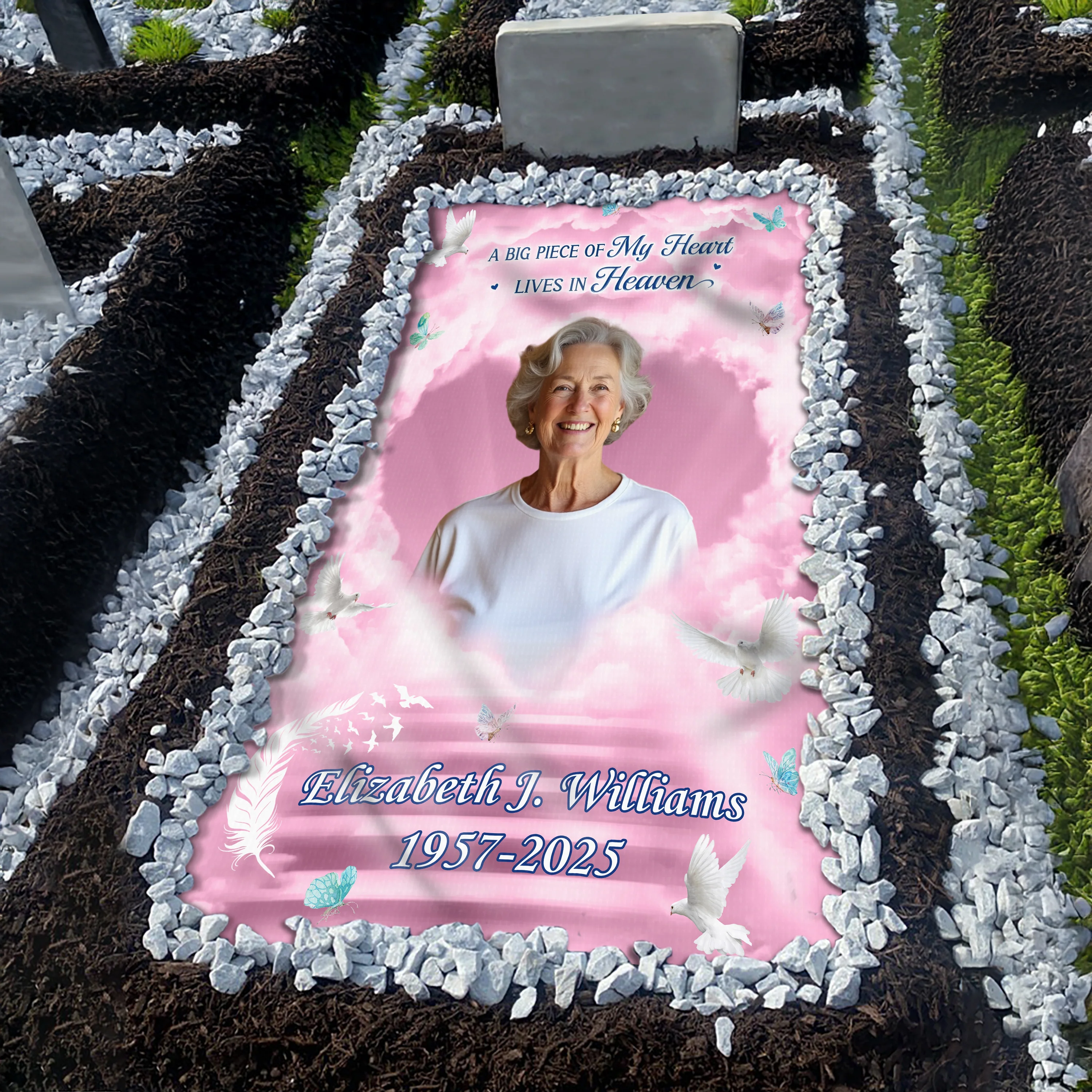 Custom Photo Always In Our Hearts, Never Forgotten Grave Blanket LM32 893235 - Image 4
