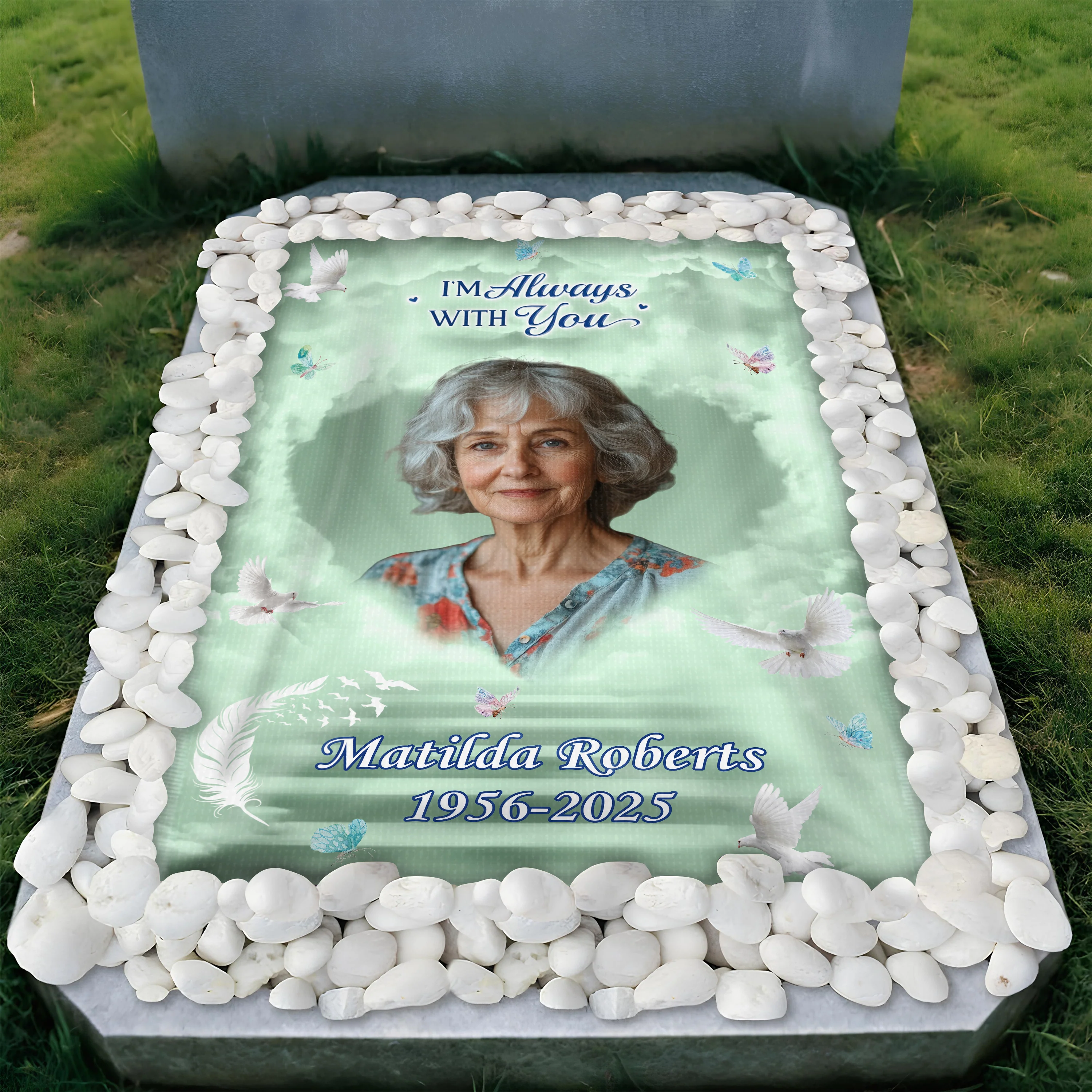 Custom Photo Always In Our Hearts, Never Forgotten Grave Blanket LM32 893235 - Image 5