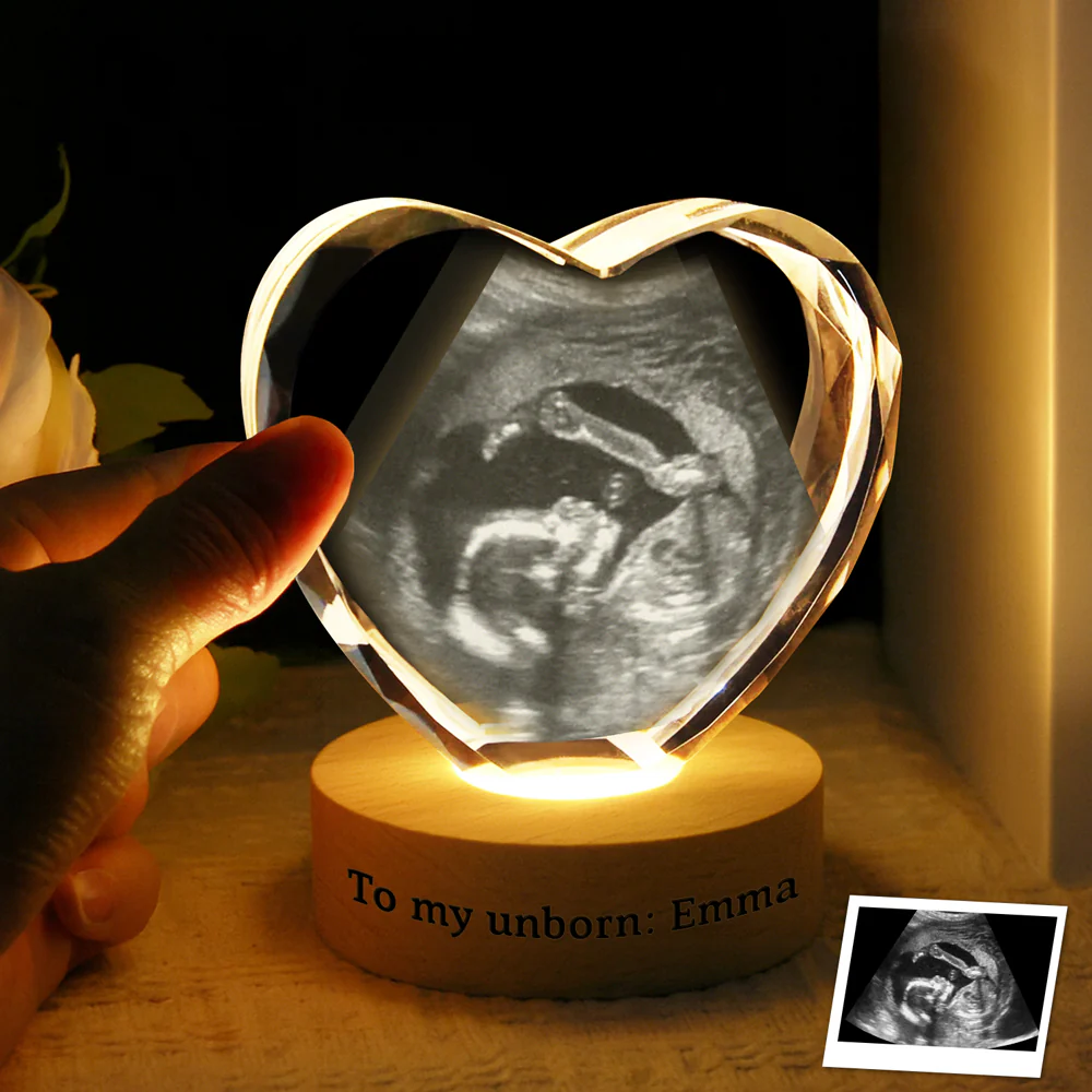 Custom Photo Baby Bump Engraved Crystal Photo With Light Gift For Family CH07 910052 - Image 2