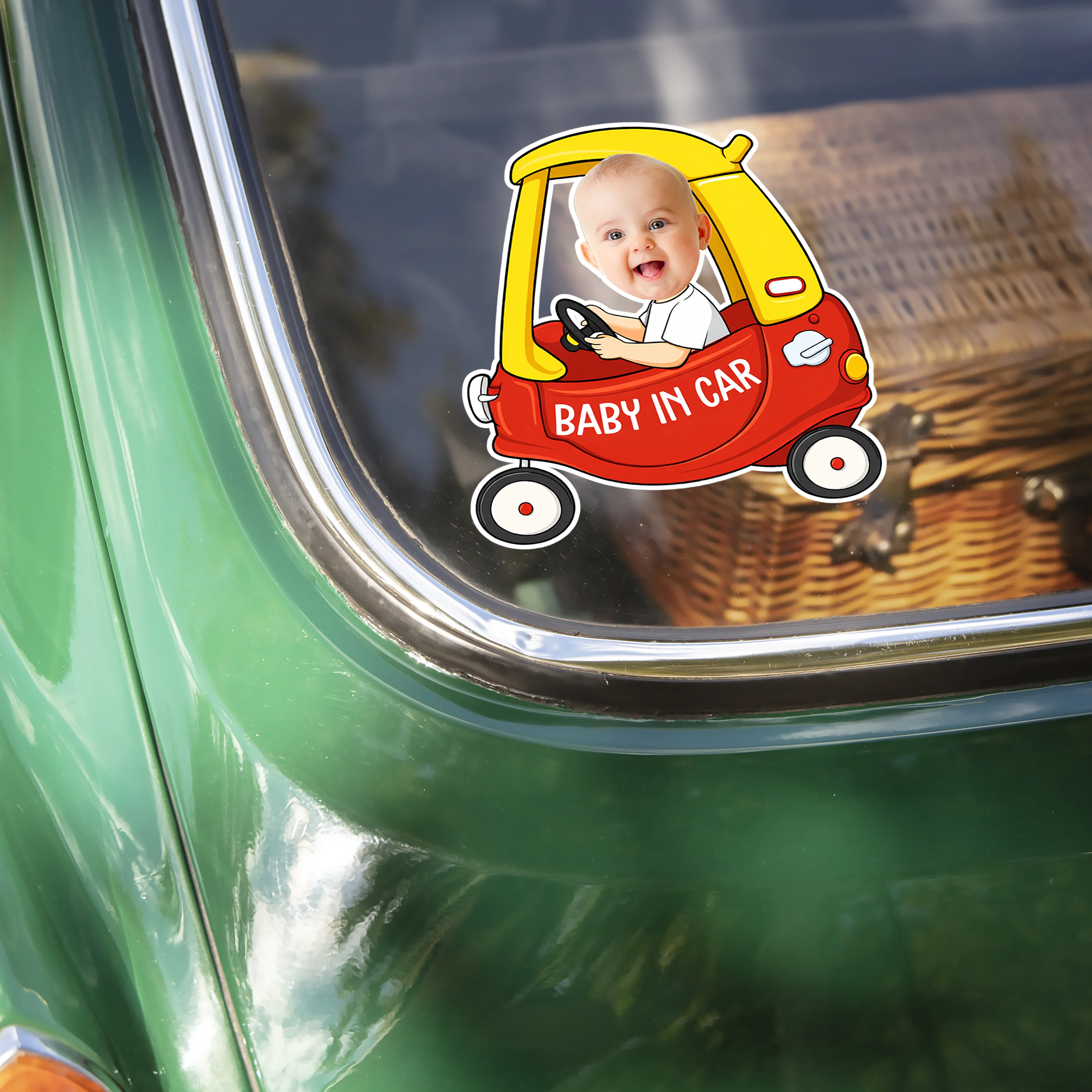 Custom Photo Baby In Car -  Personalized Car Window Decal Sticker Gift For Family CH07 910320 - Image 2