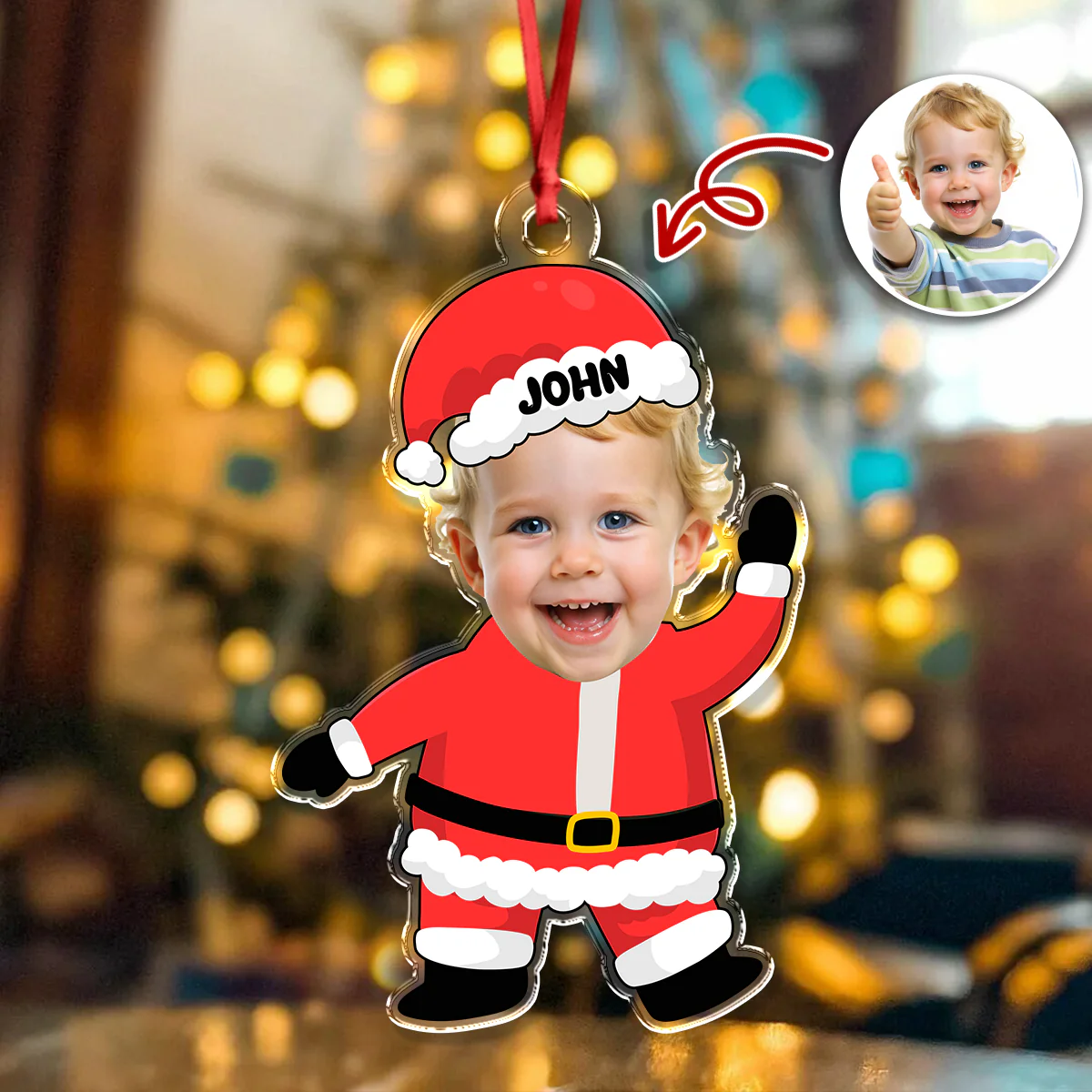 Custom Photo Baby Santa - Personalized Family Acrylic Ornament CH07 899196 - Image 2