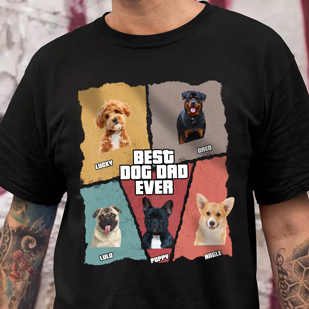 Custom Photo Best Dog Dad Ever Personalized Dark Shirt CH07 895922 - Image 2