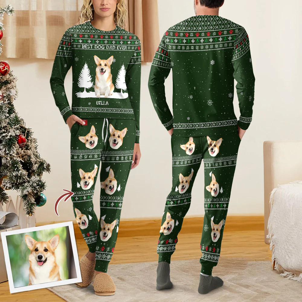 Custom Photo Best Dog Dad Mom Ever Sleepwear Christmas Gift For Dog Lovers LM32 895583 - Image 6