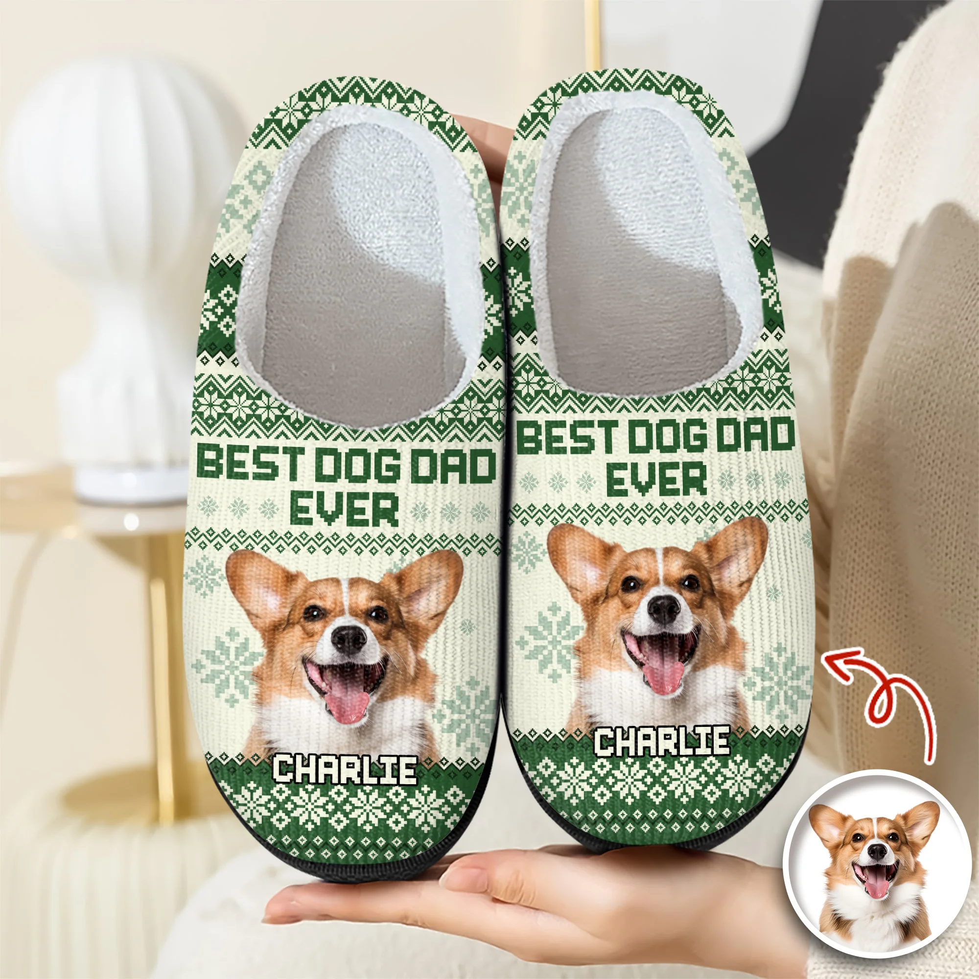 Custom Photo Best Dog Mom Ever Slipper Christmas Gift For Dog Lovers CH07 896404 - Image 3