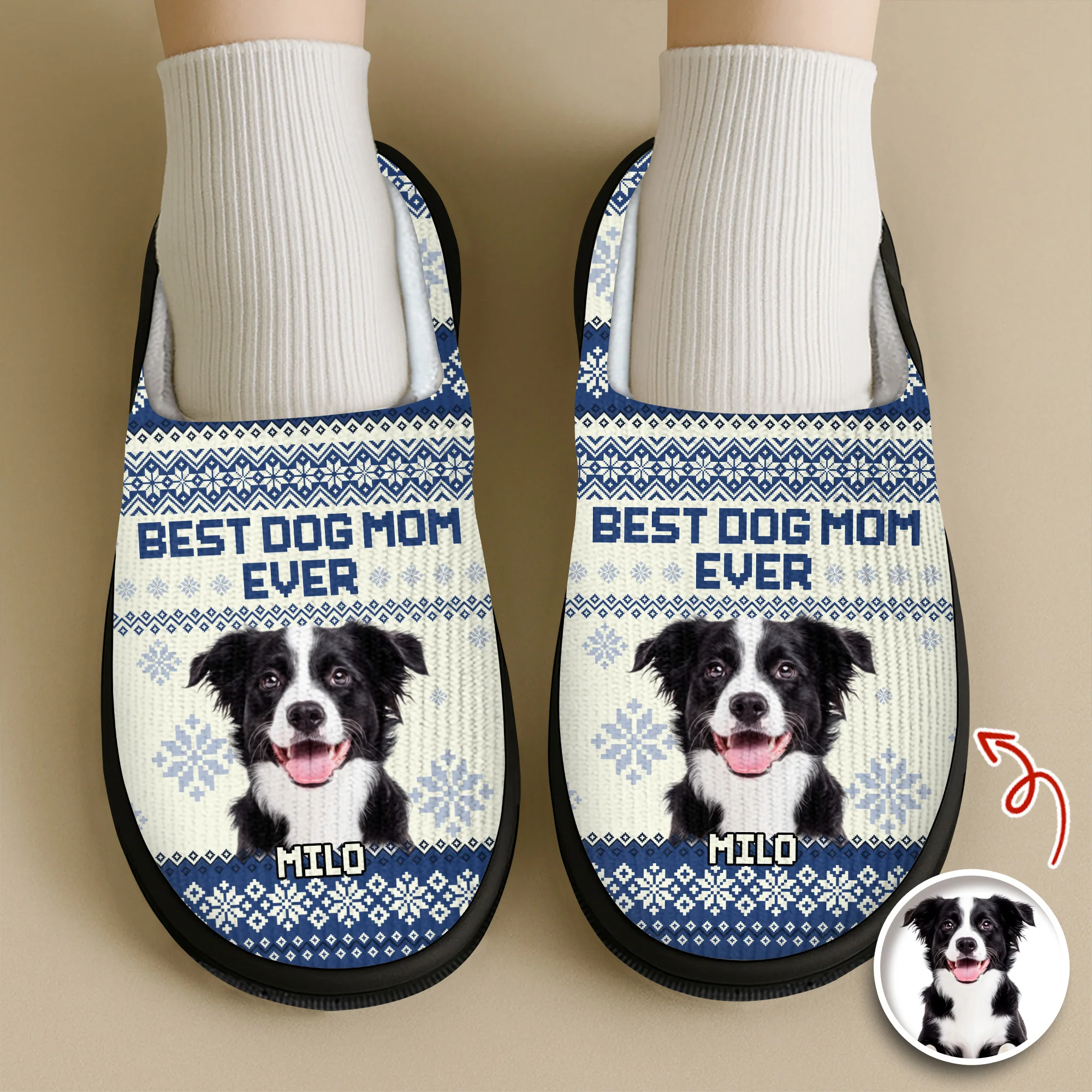 Custom Photo Best Dog Mom Ever Slipper Christmas Gift For Dog Lovers CH07 896404 - Image 5
