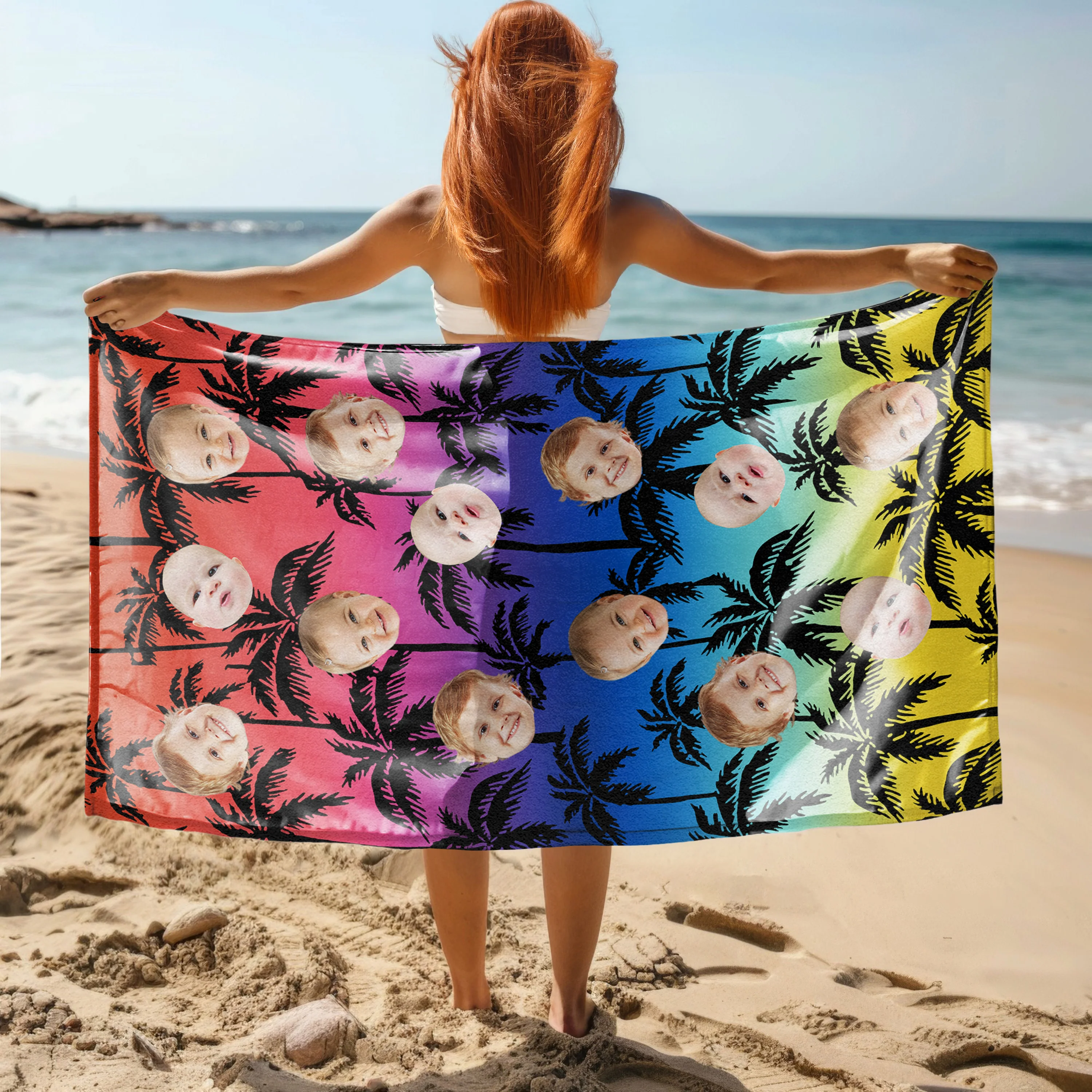 Custom Photo Blue Palm Beach Towel HO82 894066 - Image 8