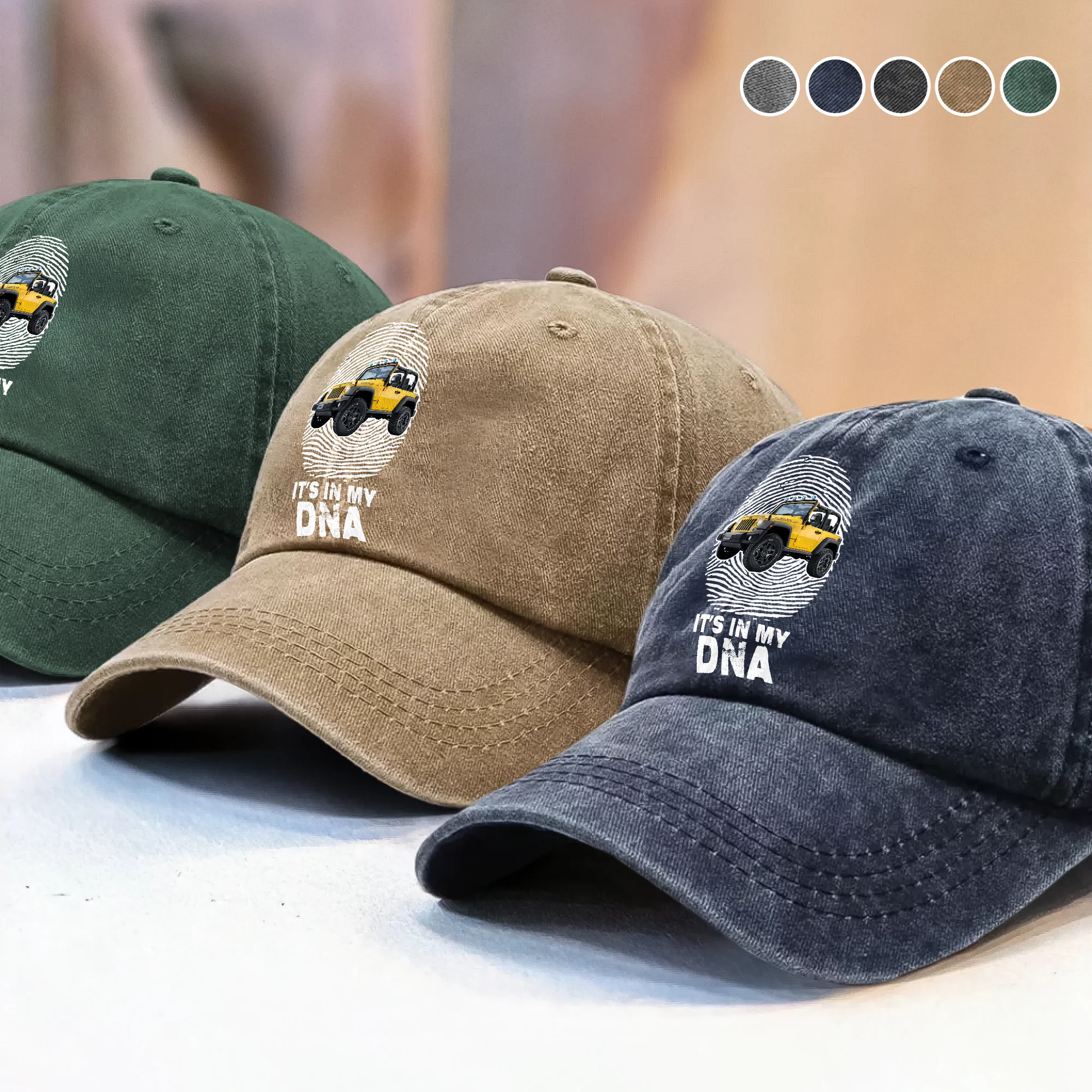 Custom Photo Car Is My DNA Washed Denim Baseball Cap CH07 896568 - Image 5