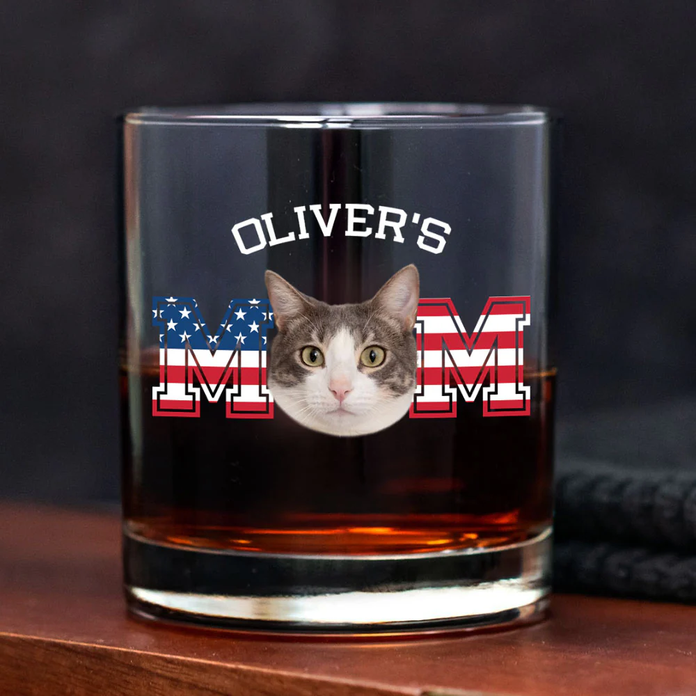 Custom Photo Cat Dad US Flag Rock Glass HA75 892408 - Image 2