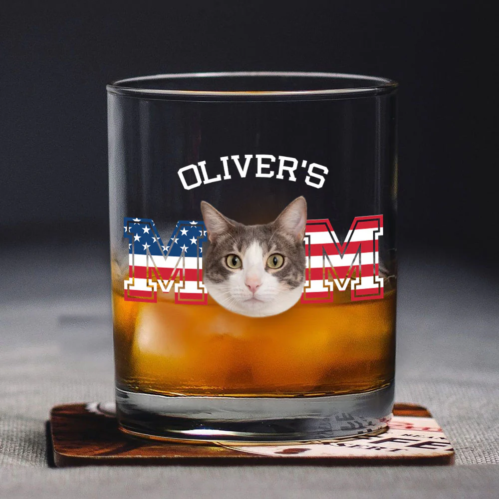 Custom Photo Cat Dad US Flag Rock Glass HA75 892408 - Image 4