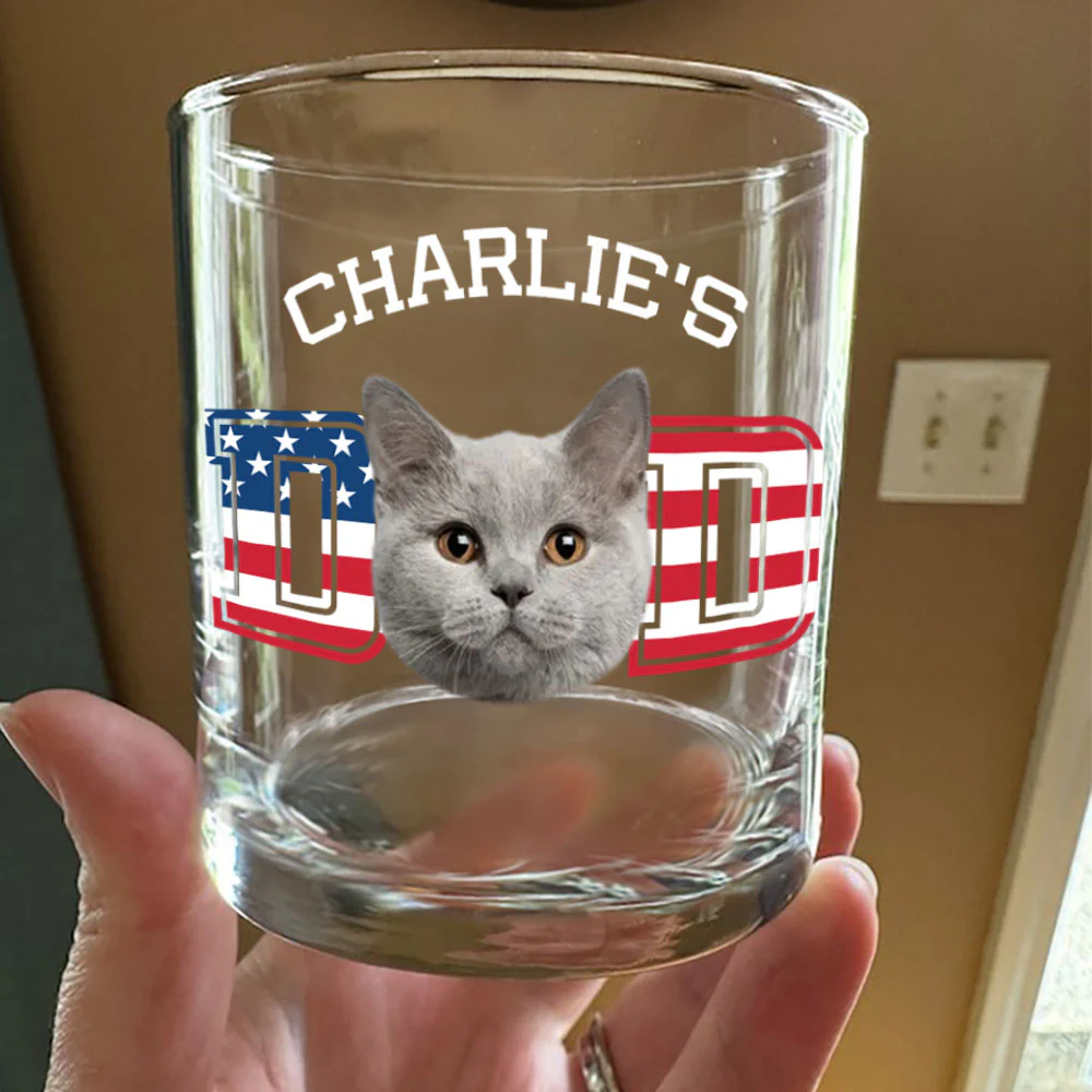 Custom Photo Cat Dad US Flag Rock Glass HA75 892408 - Image 6