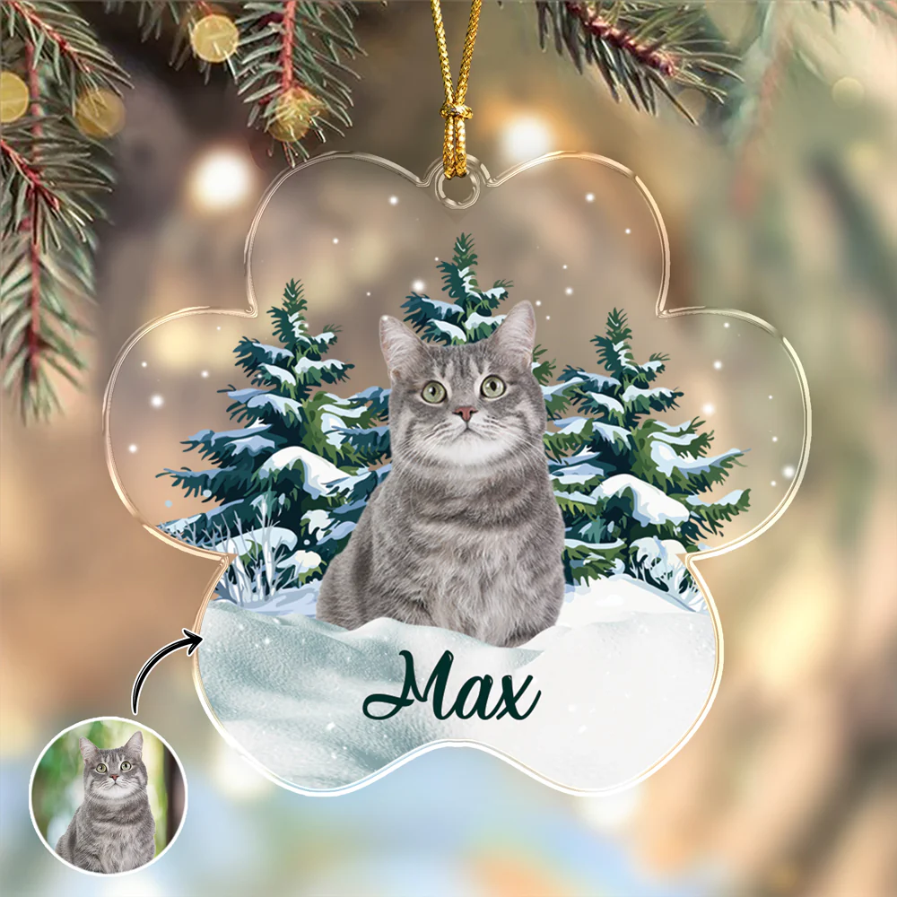 Custom Photo Cat Paw Shaped Acrylic Ornament Christmas Gift For Cat Lovers HA75 897062 - Image 3