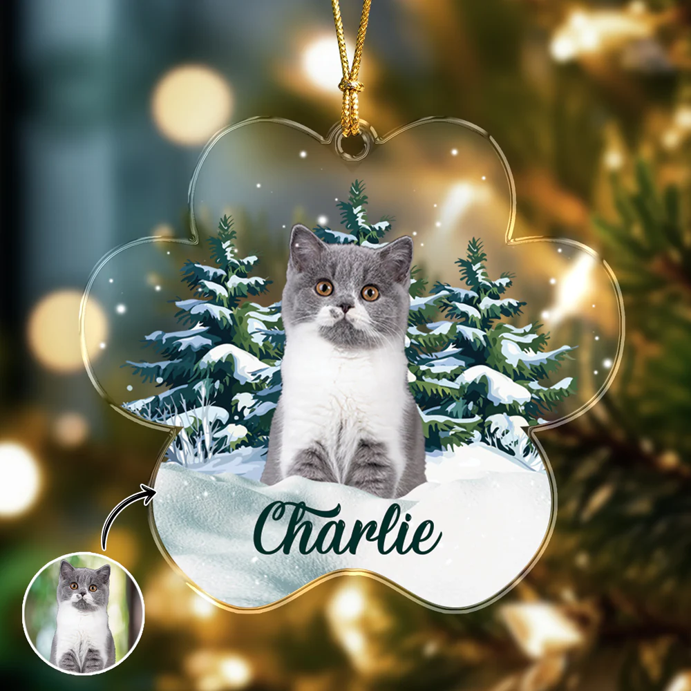 Custom Photo Cat Paw Shaped Acrylic Ornament Christmas Gift For Cat Lovers HA75 897062 - Image 4