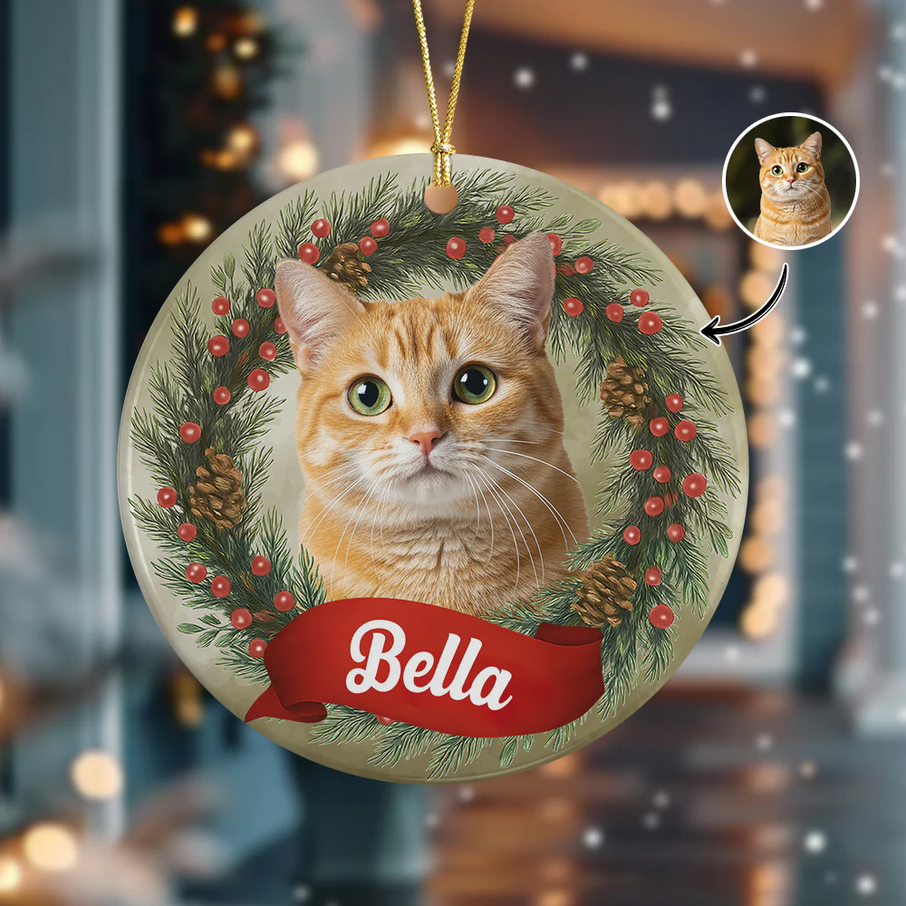 Custom Photo Cat Personalized Ceramic Ornament Christmas Gift For Cat Lovers HA75 897046 - Image 5