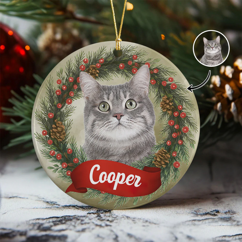 Custom Photo Cat Personalized Ceramic Ornament Christmas Gift For Cat Lovers HA75 897046 - Image 7