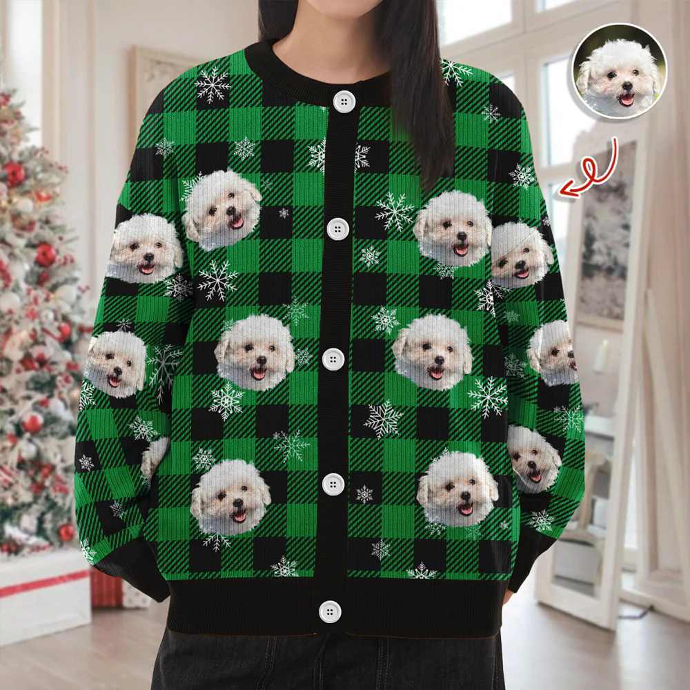Custom Photo Christmas Ugly Cardigan Gift For Dog Lover CH07 899832 - Image 2