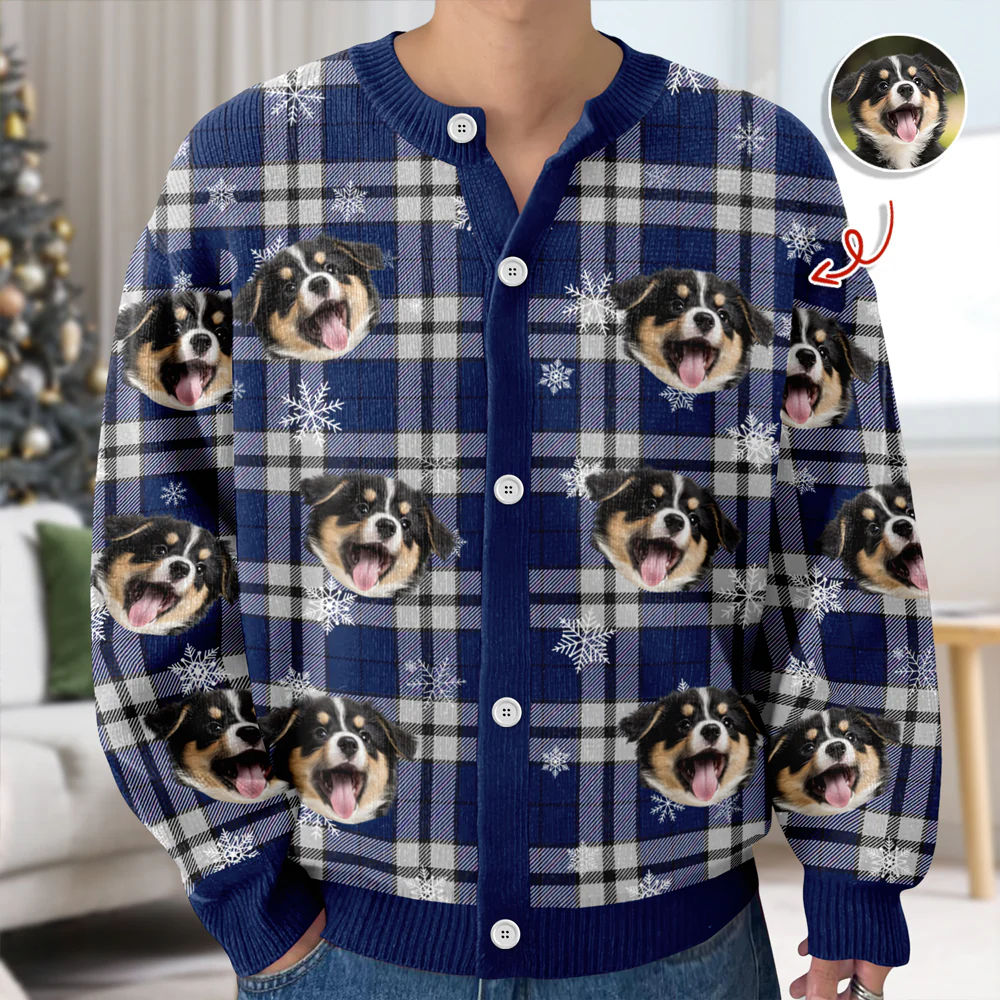 Custom Photo Christmas Ugly Cardigan Gift For Dog Lover CH07 899832 - Image 3