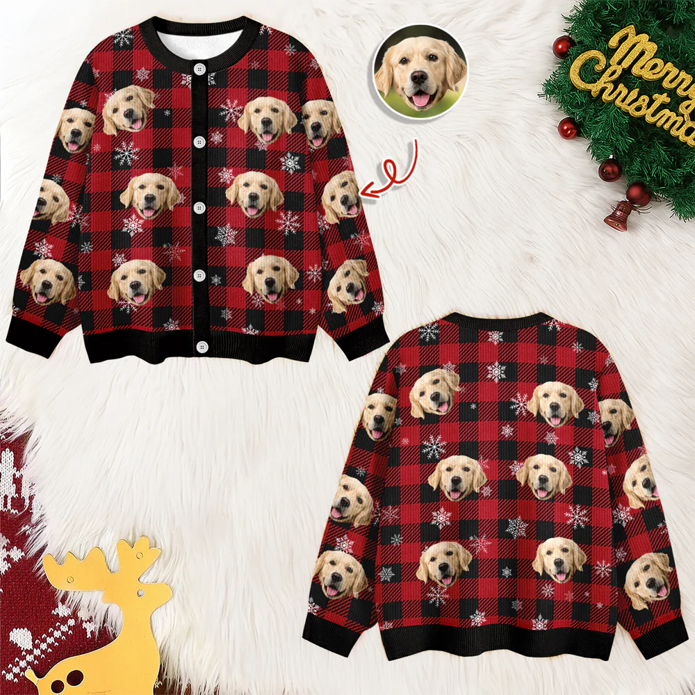 Custom Photo Christmas Ugly Cardigan Gift For Dog Lover CH07 899832 - Image 4