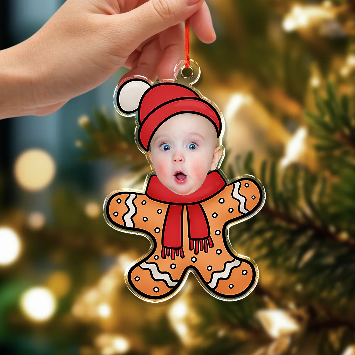 Custom Photo Cute Gingerbread Acrylic Ornament Christmas Gift For Family CH07 896352 - Image 4