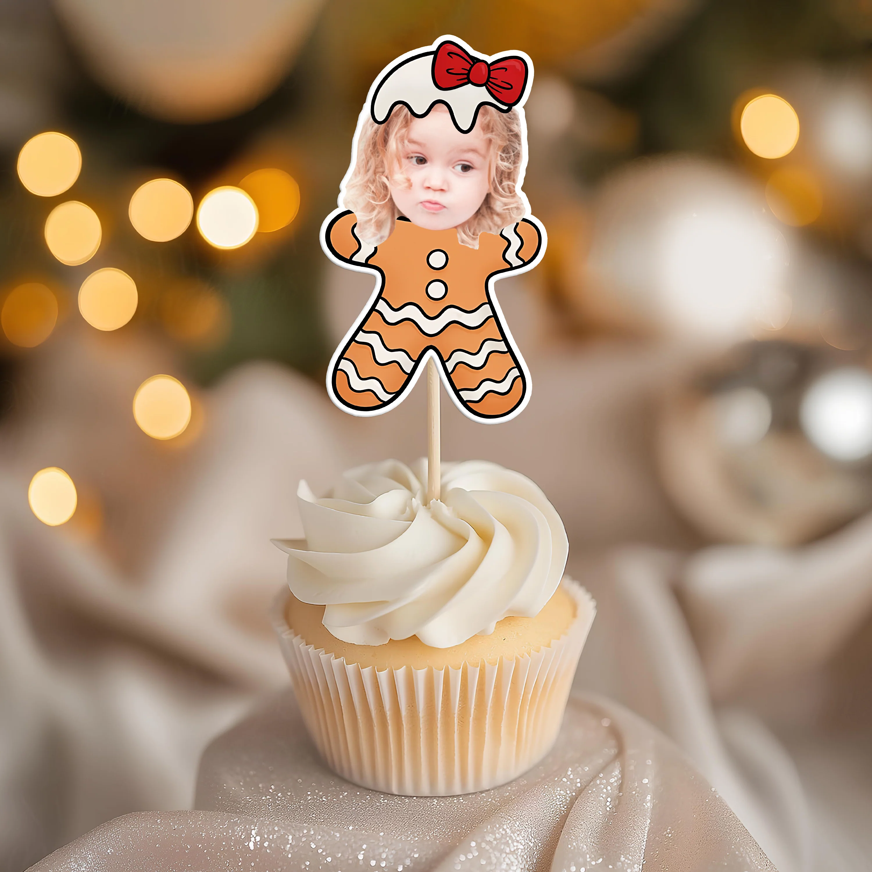 Custom Photo Cute Gingerbread Cupcake Topper Christmas Gift For Family CH07 896358 - Image 4