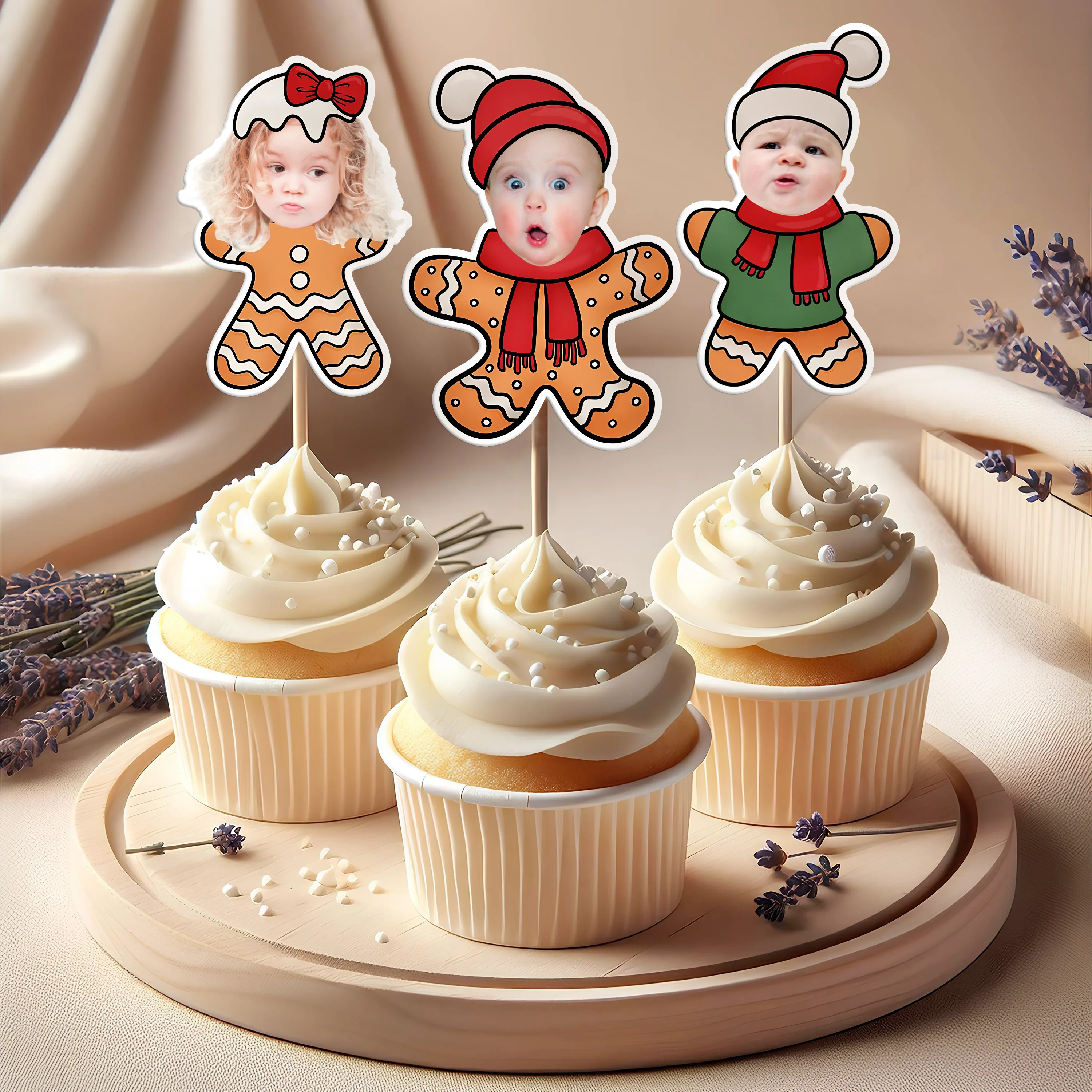 Custom Photo Cute Gingerbread Cupcake Topper Christmas Gift For Family CH07 896358 - Image 6