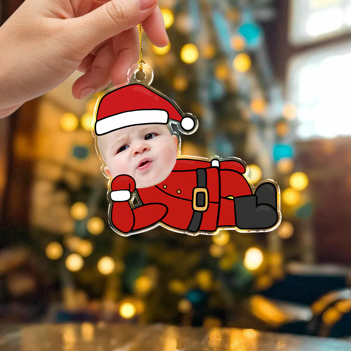 Custom Photo Cute Santa Claus Acrylic Ornament Christmas Gift For Family CH07 896354 - Image 3