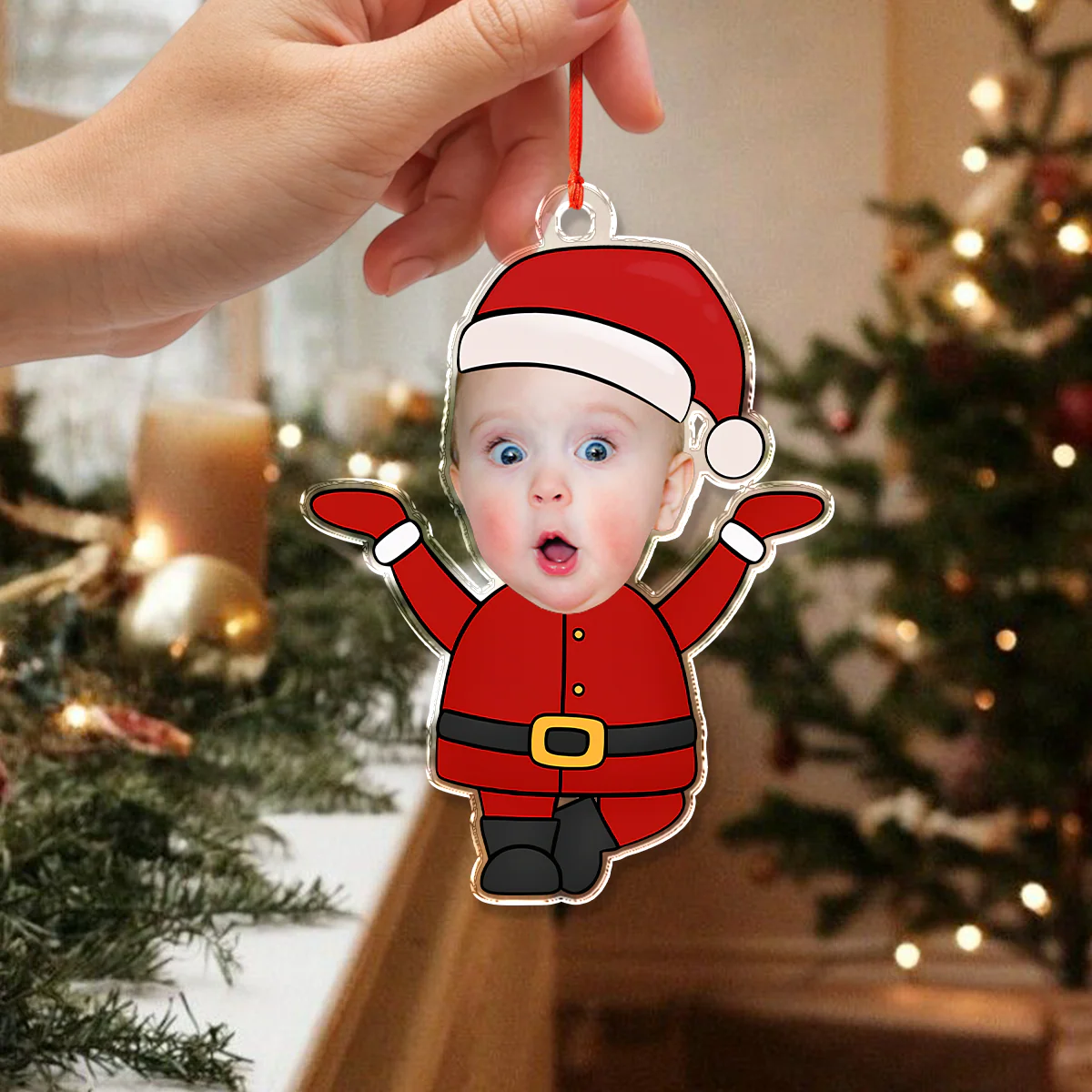 Custom Photo Cute Santa Claus Acrylic Ornament Christmas Gift For Family CH07 896354 - Image 4