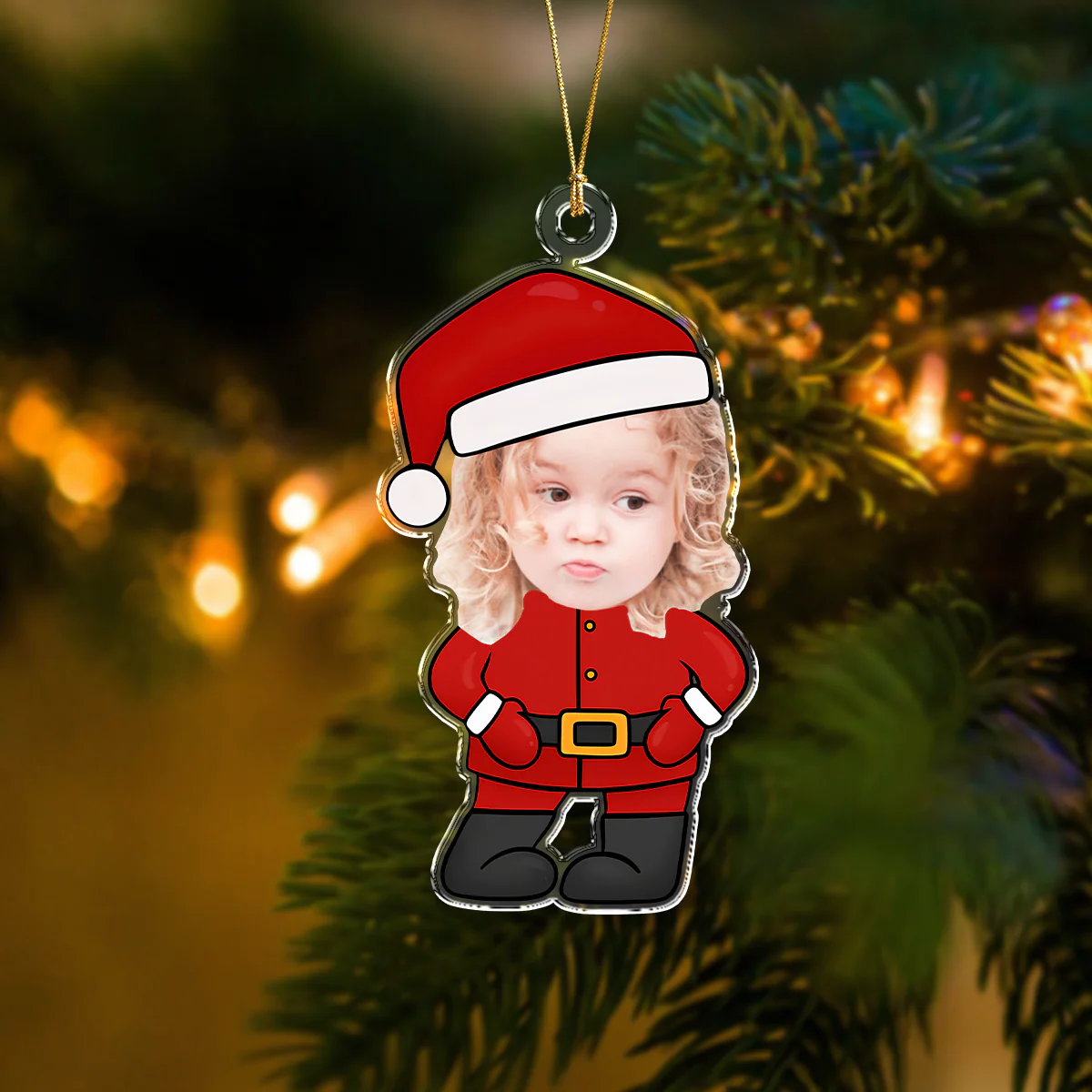 Custom Photo Cute Santa Claus Acrylic Ornament Christmas Gift For Family CH07 896354 - Image 5