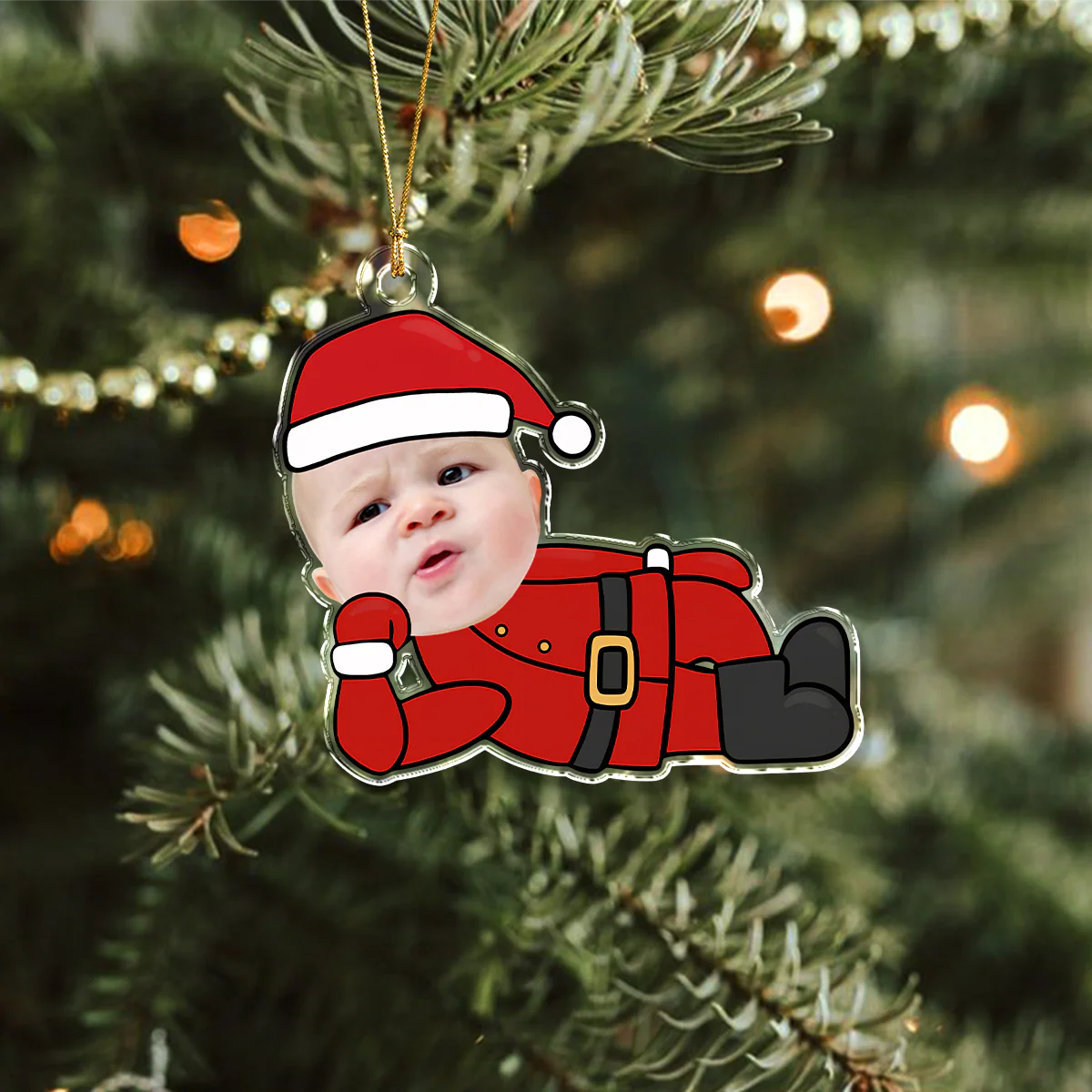 Custom Photo Cute Santa Claus Acrylic Ornament Christmas Gift For Family CH07 896354 - Image 6
