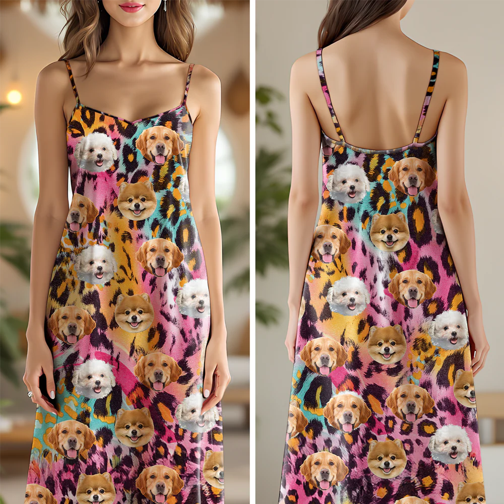 Custom Photo Dog And Leopard Summer Hawaii Maxi Dress For Dog Lovers LM32 893317 - Image 6