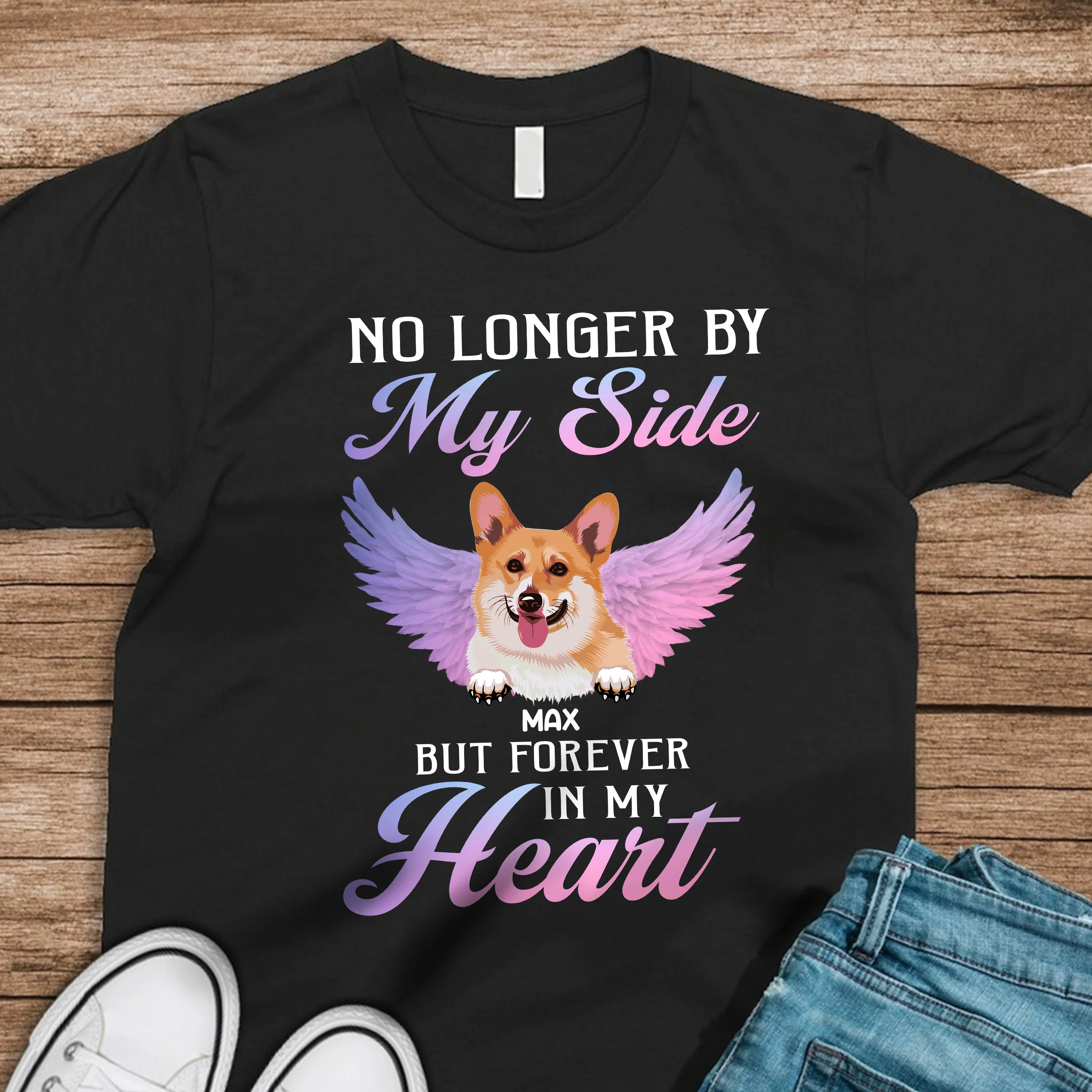 Custom Photo Dog Cat In Heaven Dark Shirt, Memorial Gift For Dog Lovers, Cat Lovers CH07 896336 - Image 2