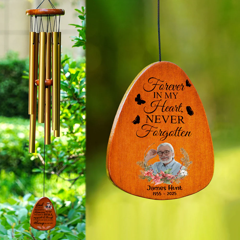 Custom Photo Forever In My Heart, Never Forgotten Memorial Wind Chimes CH07 895370 - Image 6
