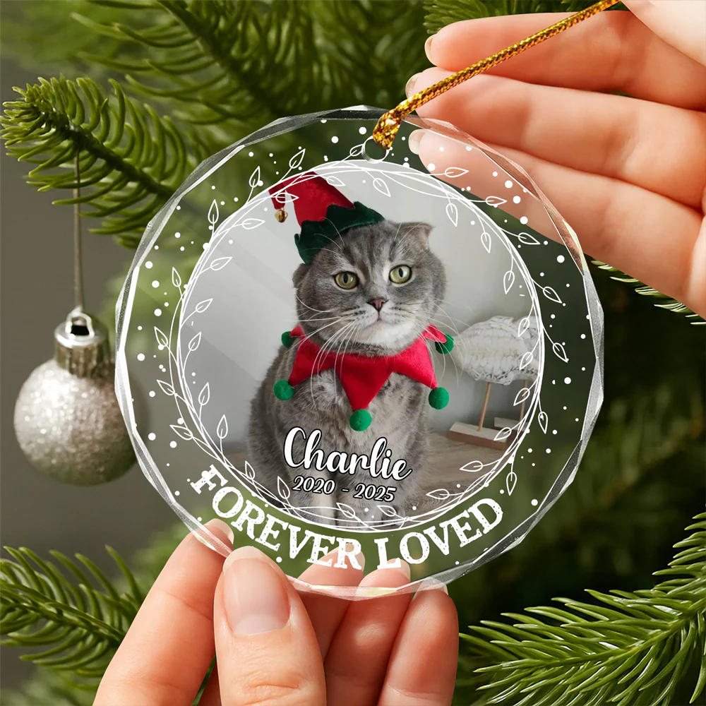 Custom Photo Forever Loved Christmas Glass Ornament Memorial Gift For Cat Lovers TH10 896405 - Image 4