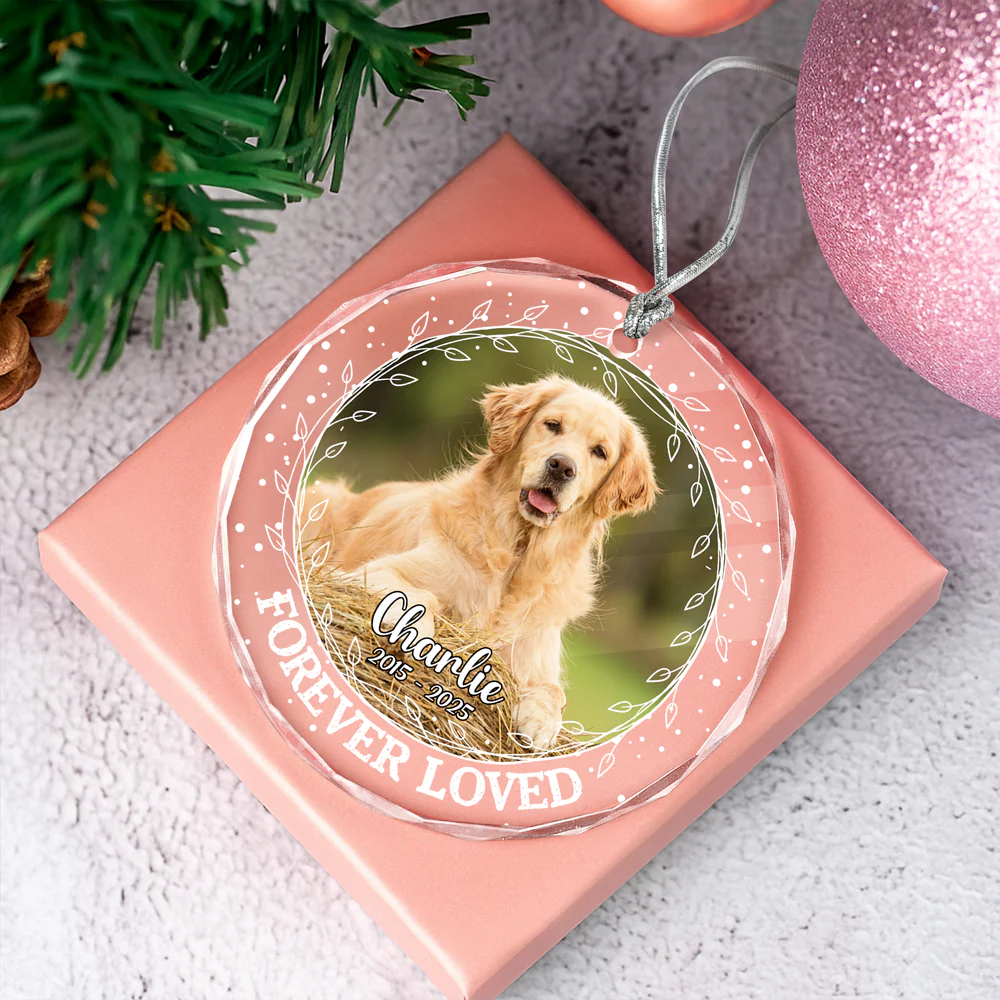 Custom Photo Forever Loved Christmas Glass Ornament Memorial Gift For Dog Lovers TH10 896403 - Image 2