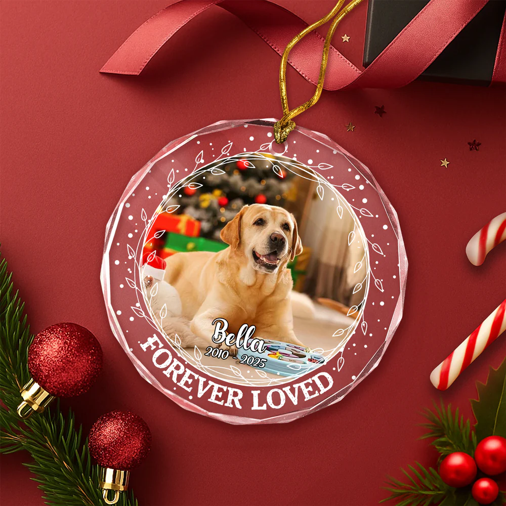 Custom Photo Forever Loved Christmas Glass Ornament Memorial Gift For Dog Lovers TH10 896403 - Image 3